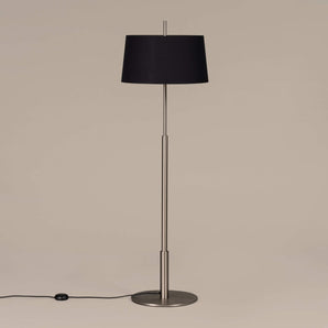 Diana Floor Lamp - Satin Nickel/Black Linen/Stone Parchment