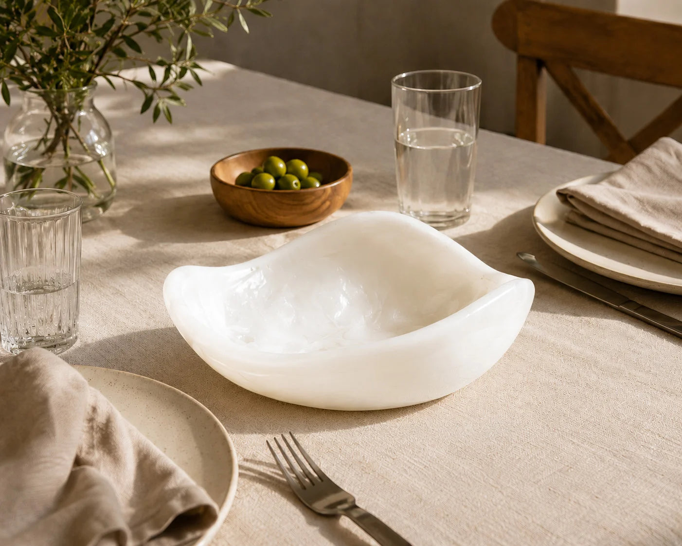 Leaf Bowl - Small/Chalk Swirl