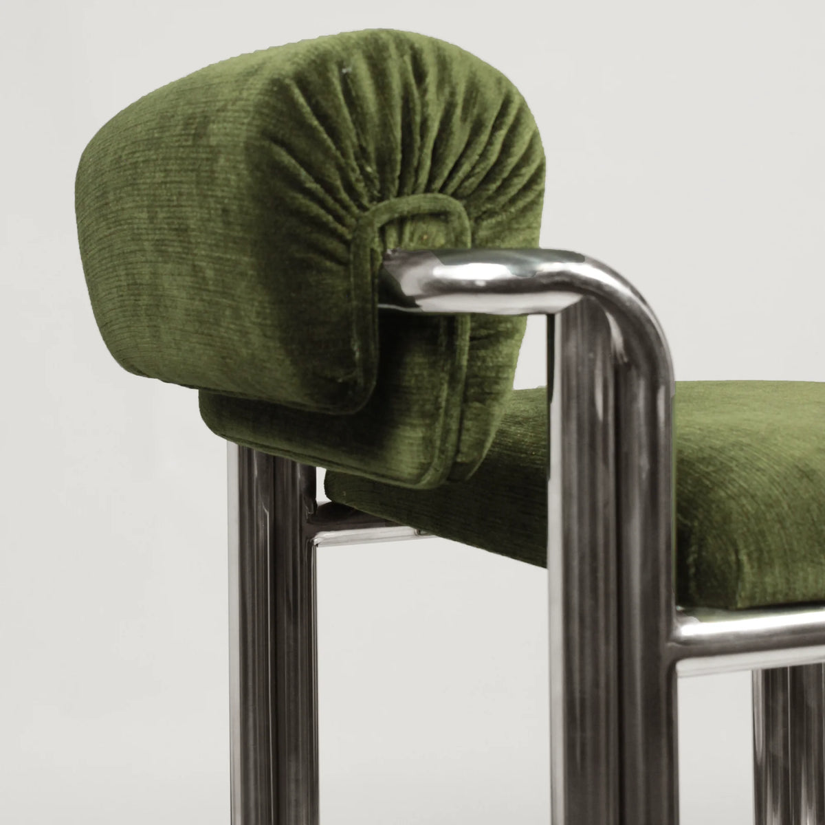 Cubu 96 Bar Stool - Polished Nickel/Fabric (Orion Nettle)-4
