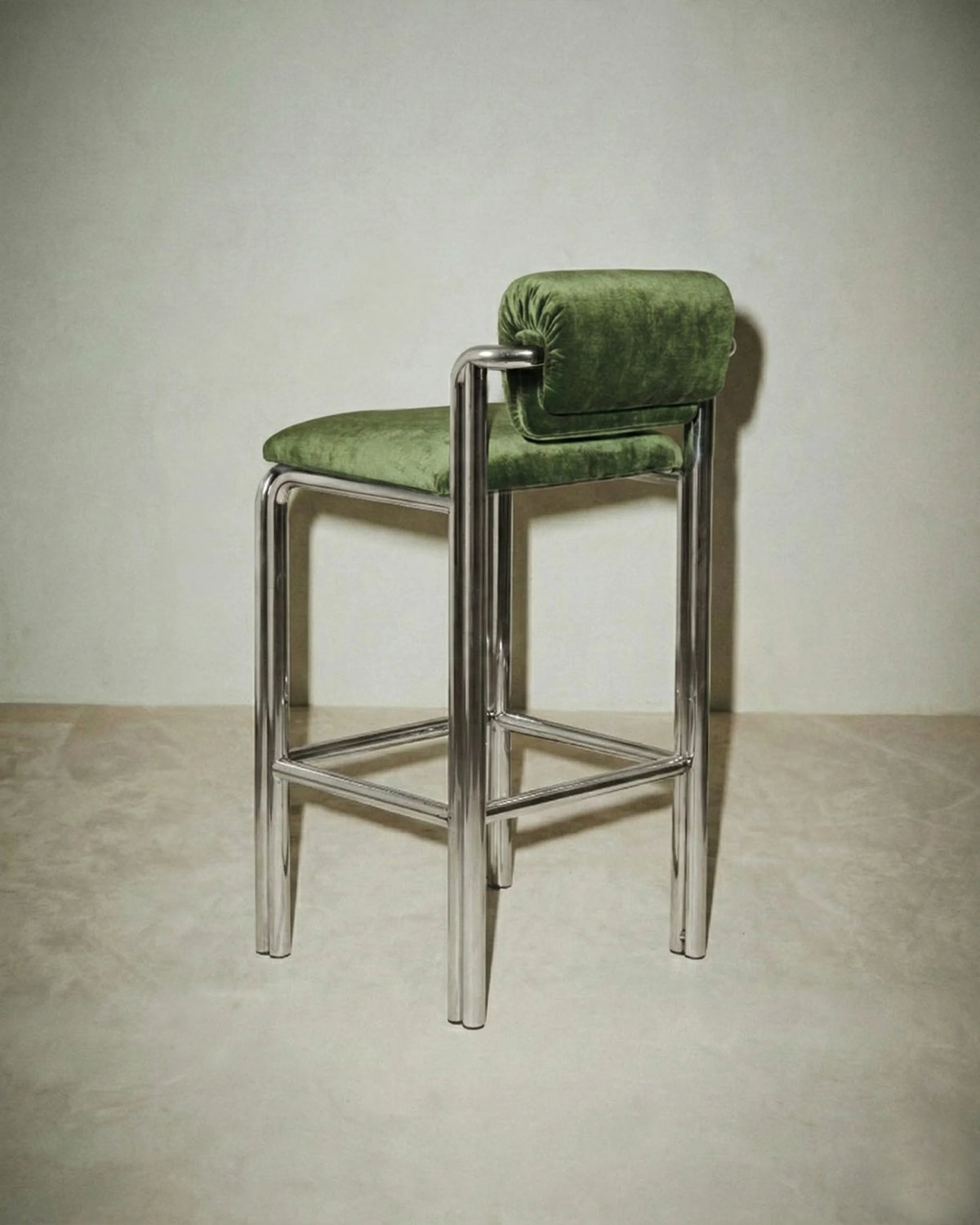 Cubu 96 Bar Stool - Polished Nickel/Fabric (Orion Nettle)-5