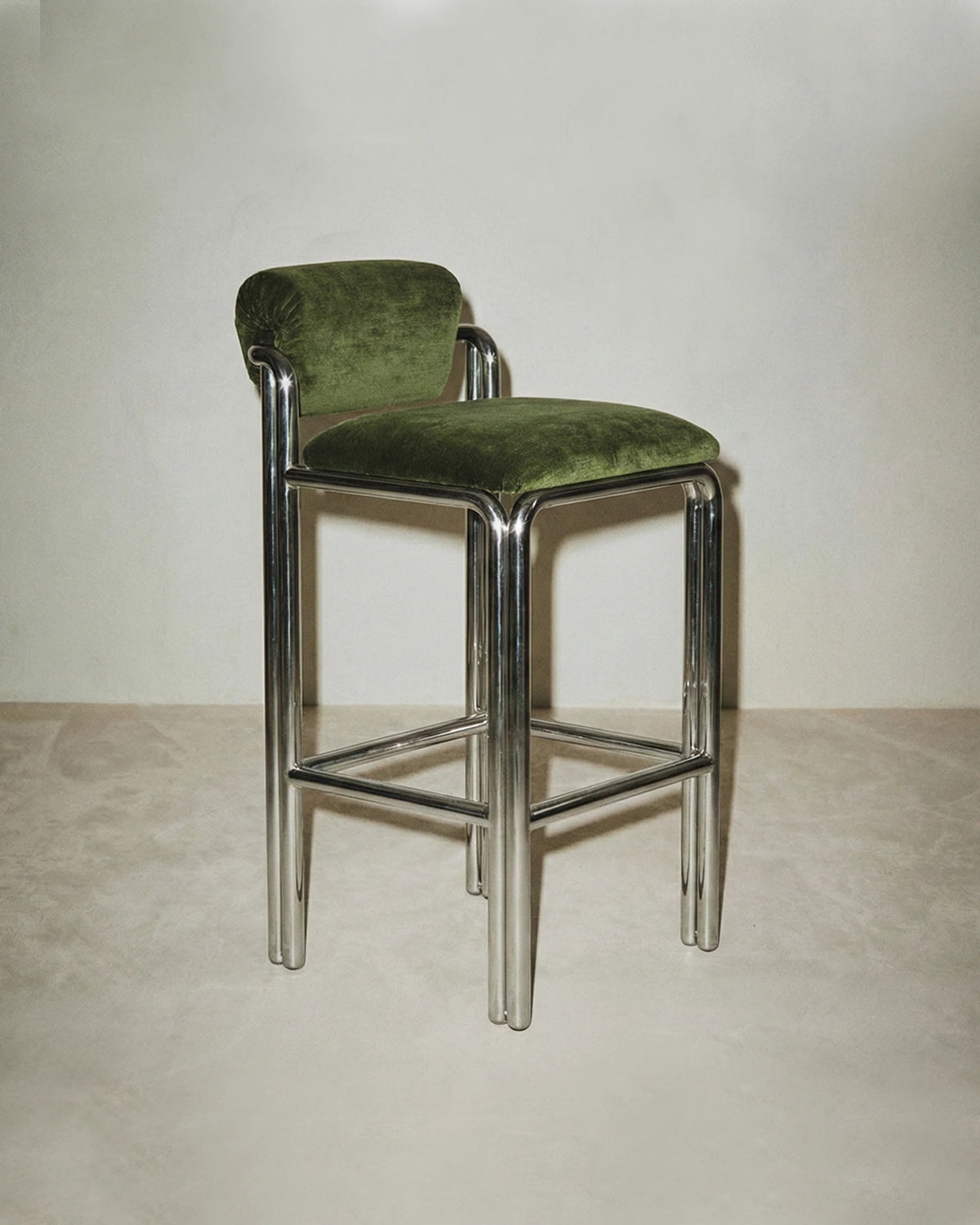 Cubu 96 Bar Stool - Polished Nickel/Fabric (Orion Nettle)-6