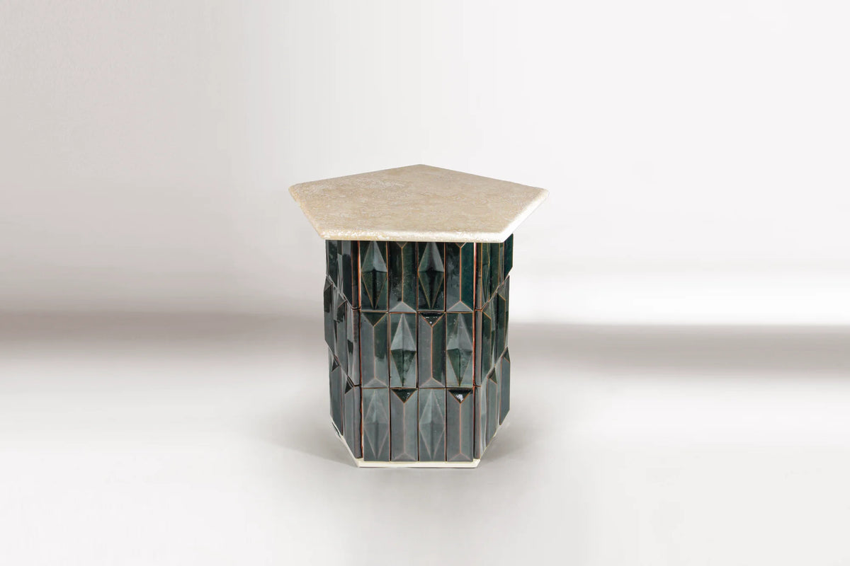 Milano 65 Side Table - Terracotta/Travertine-3
