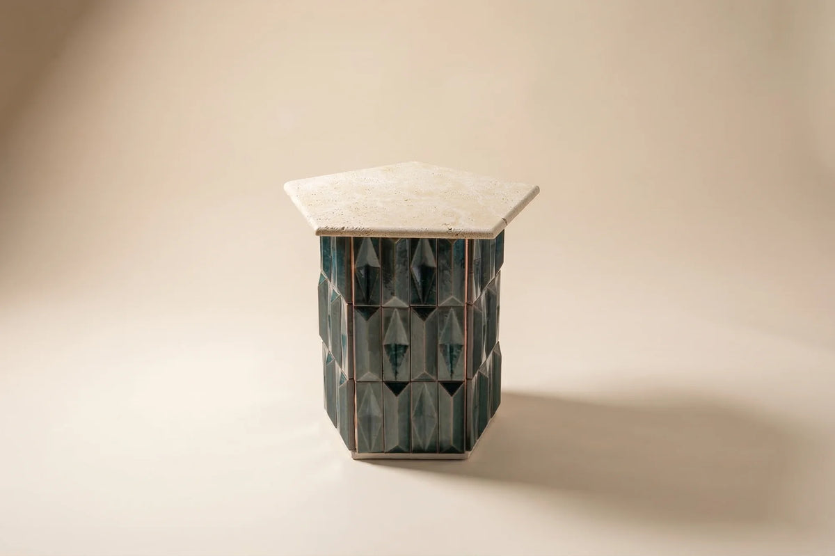 Milano 65 Side Table - Terracotta/Travertine