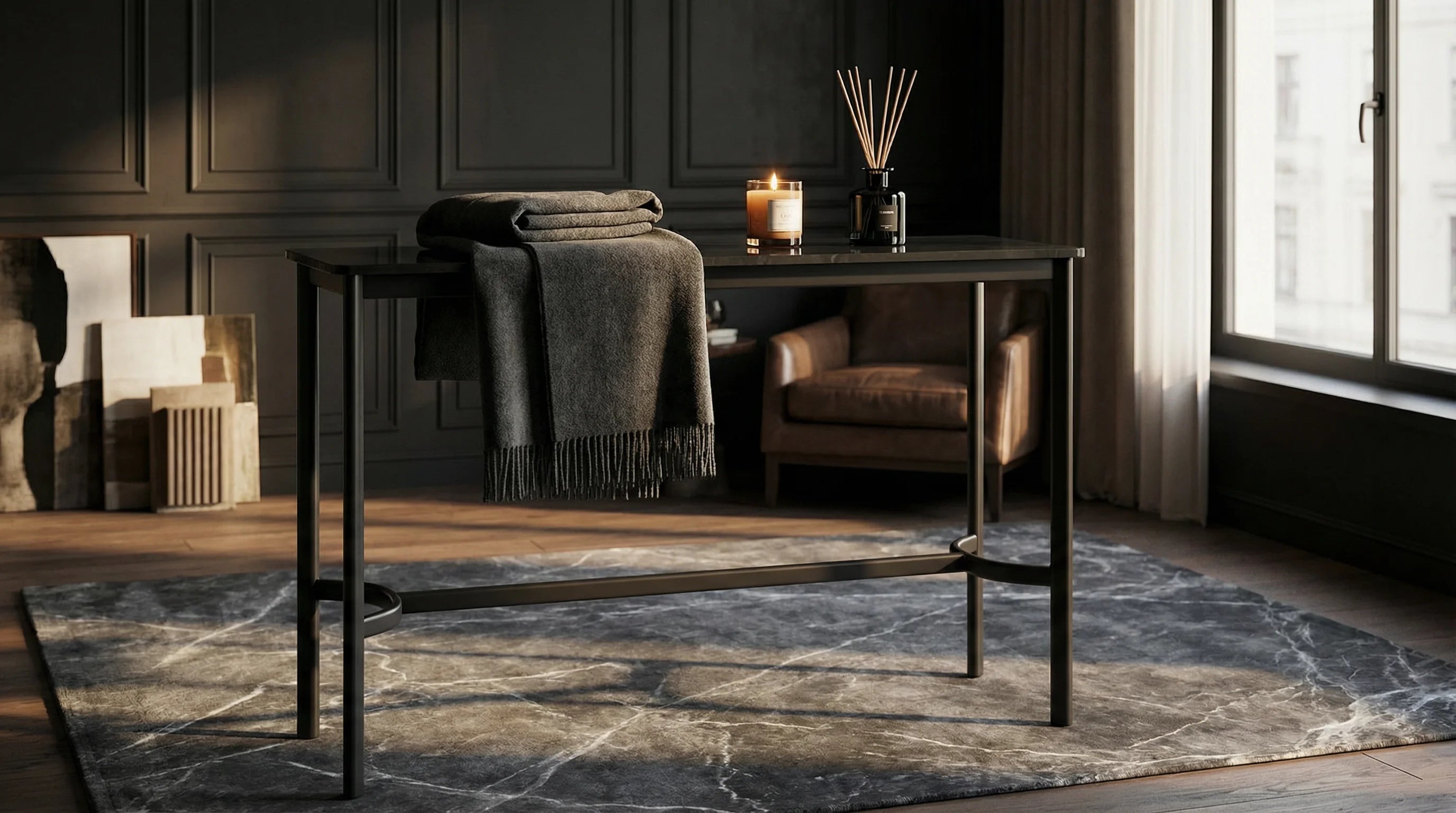 Drip HW111 Counter Table - Bronzed/Black Fenix Nano Laminate