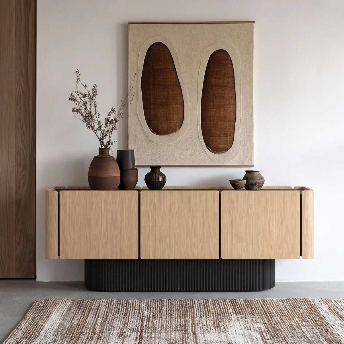 Dune DUN360 Sideboard - Black/Whitened Oak