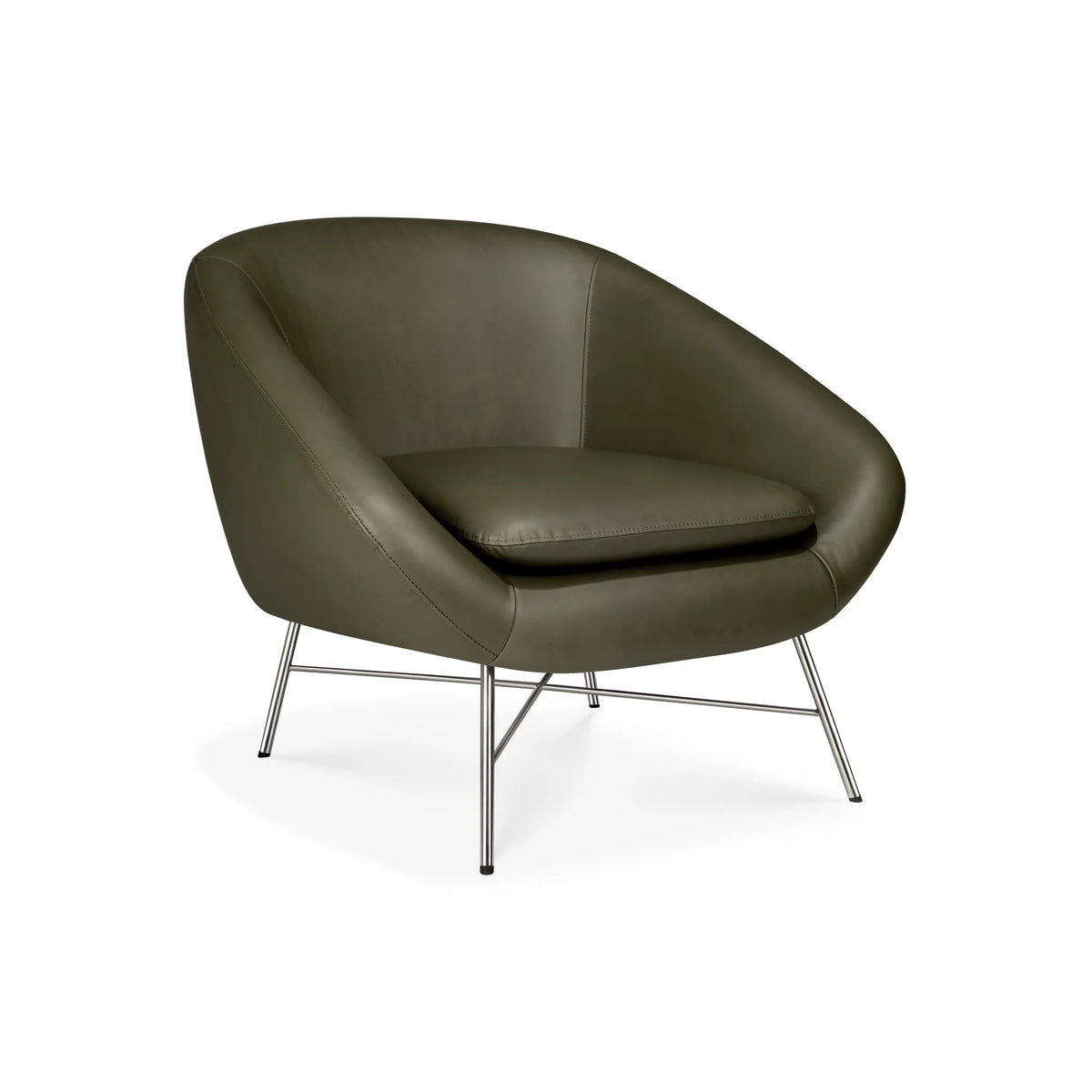 Barrow 20158 Lounge Chair - Polished Steel/Green Leather