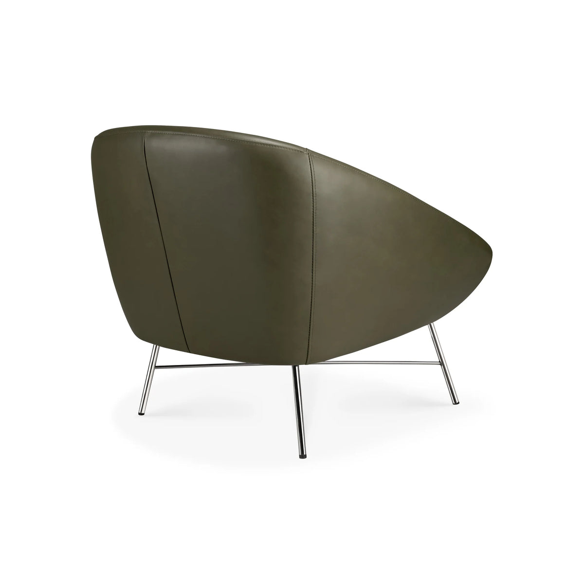 Barrow 20158 Lounge Chair - Polished Steel/Green Leather-5