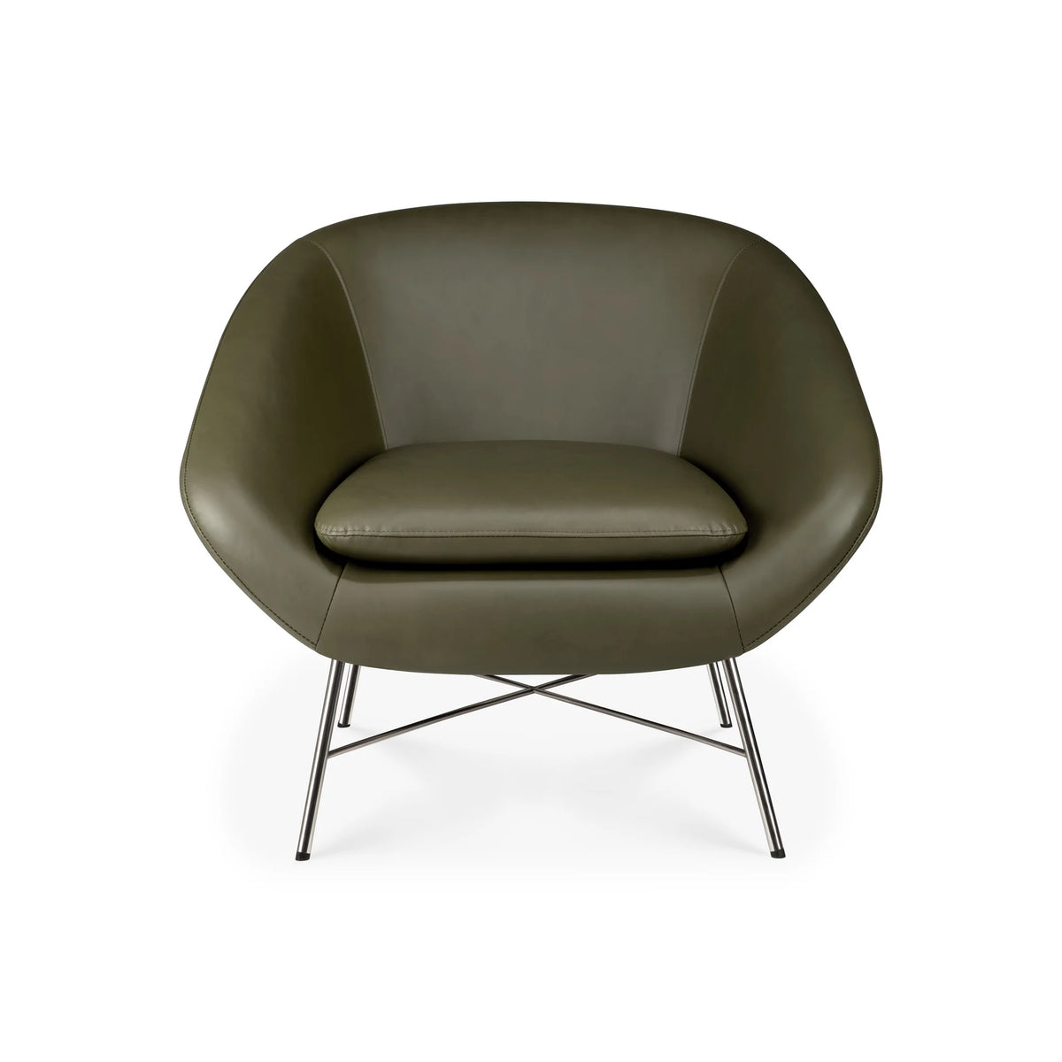 Barrow 20158 Lounge Chair - Polished Steel/Green Leather-3