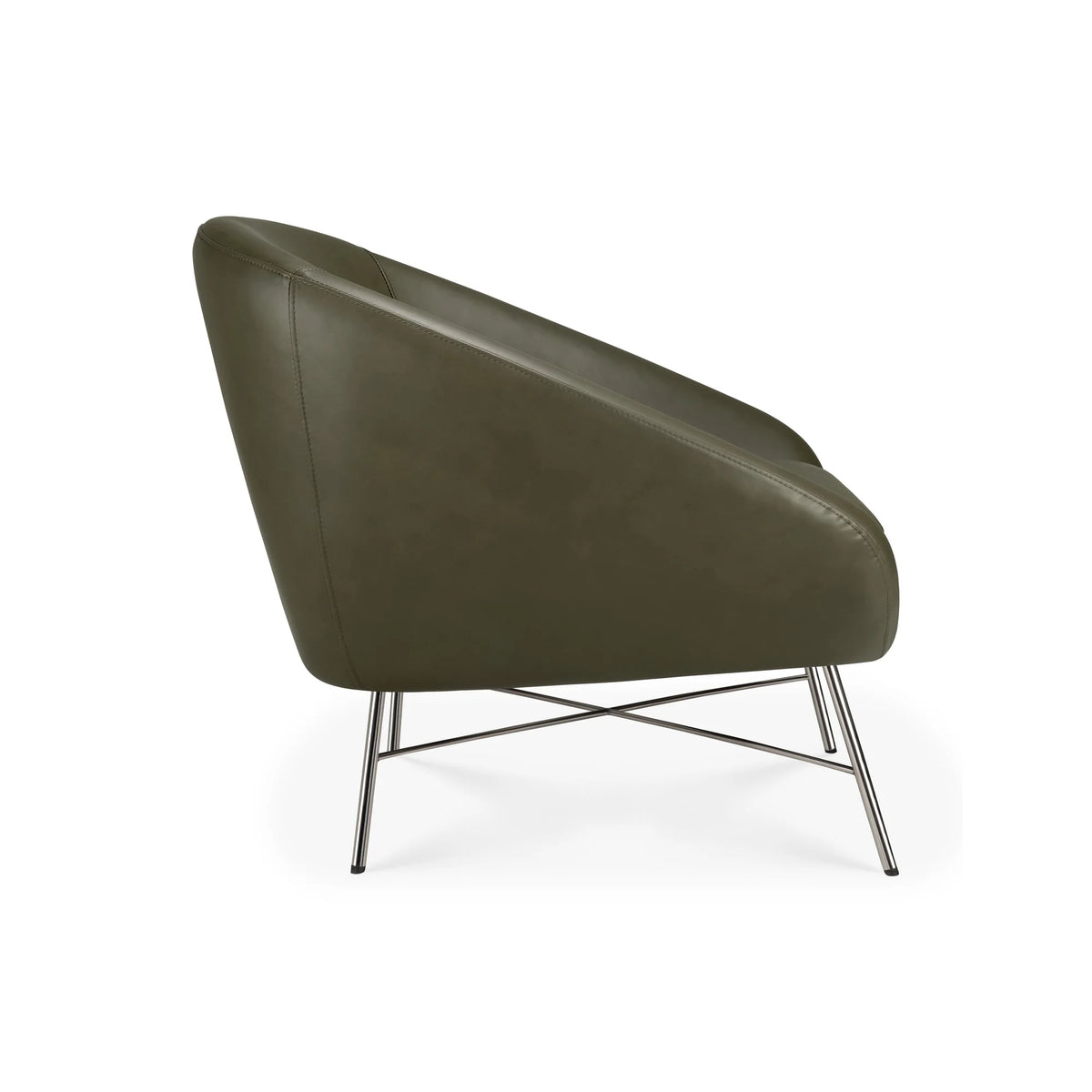 Barrow 20158 Lounge Chair - Polished Steel/Green Leather-4