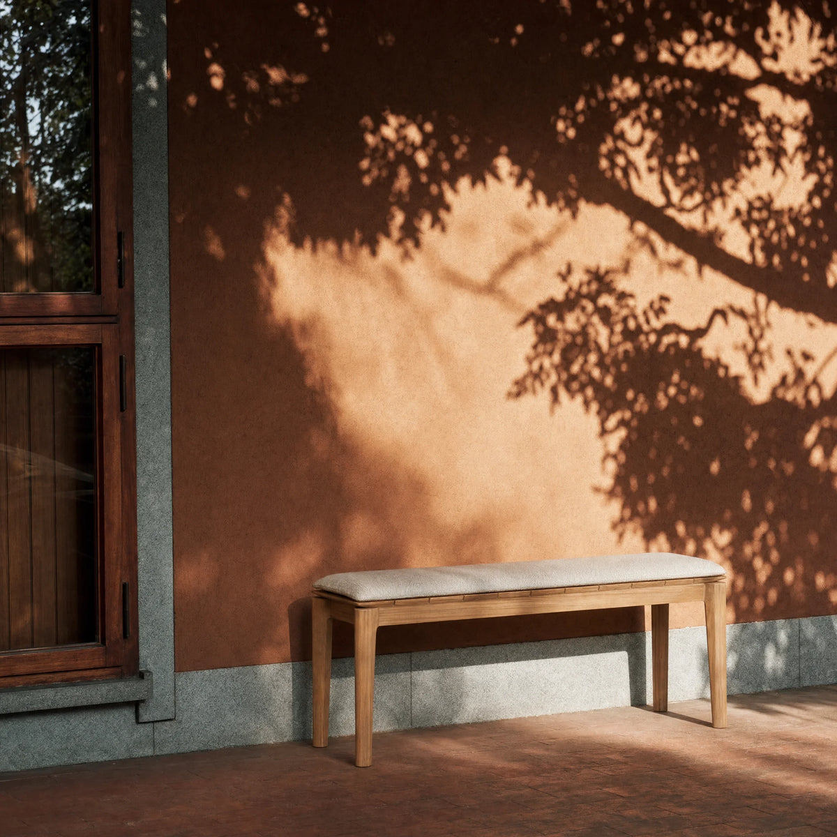 Bok 10383 Outdoor Bench - Teak/Natural Fabric-2