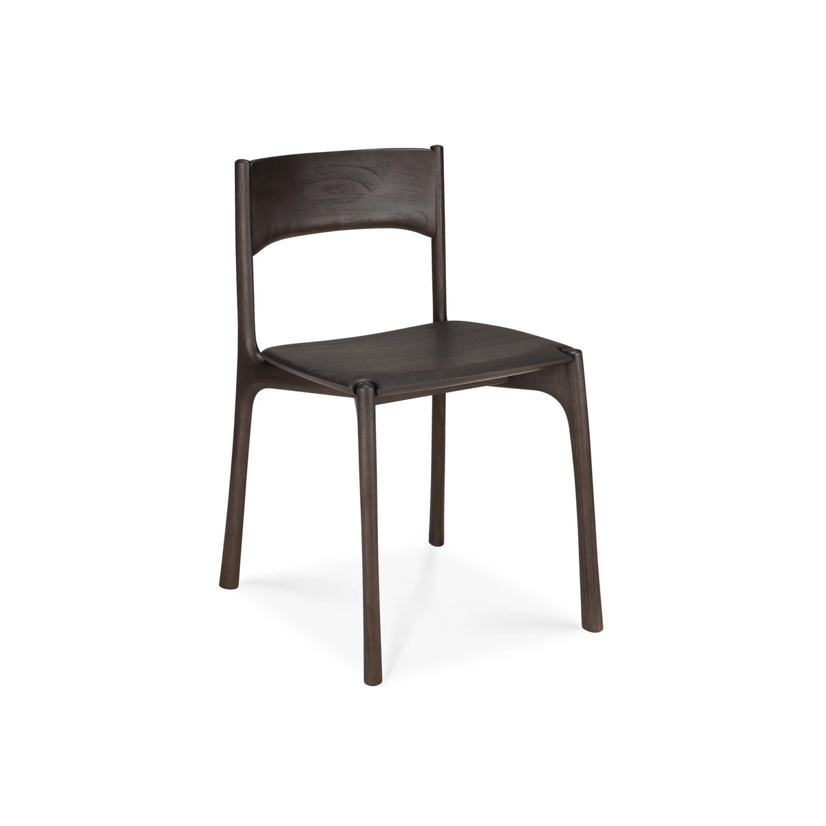 PI 11574 Dining Chair - Dark Brown-Stained/Brushed Solid Teak-1