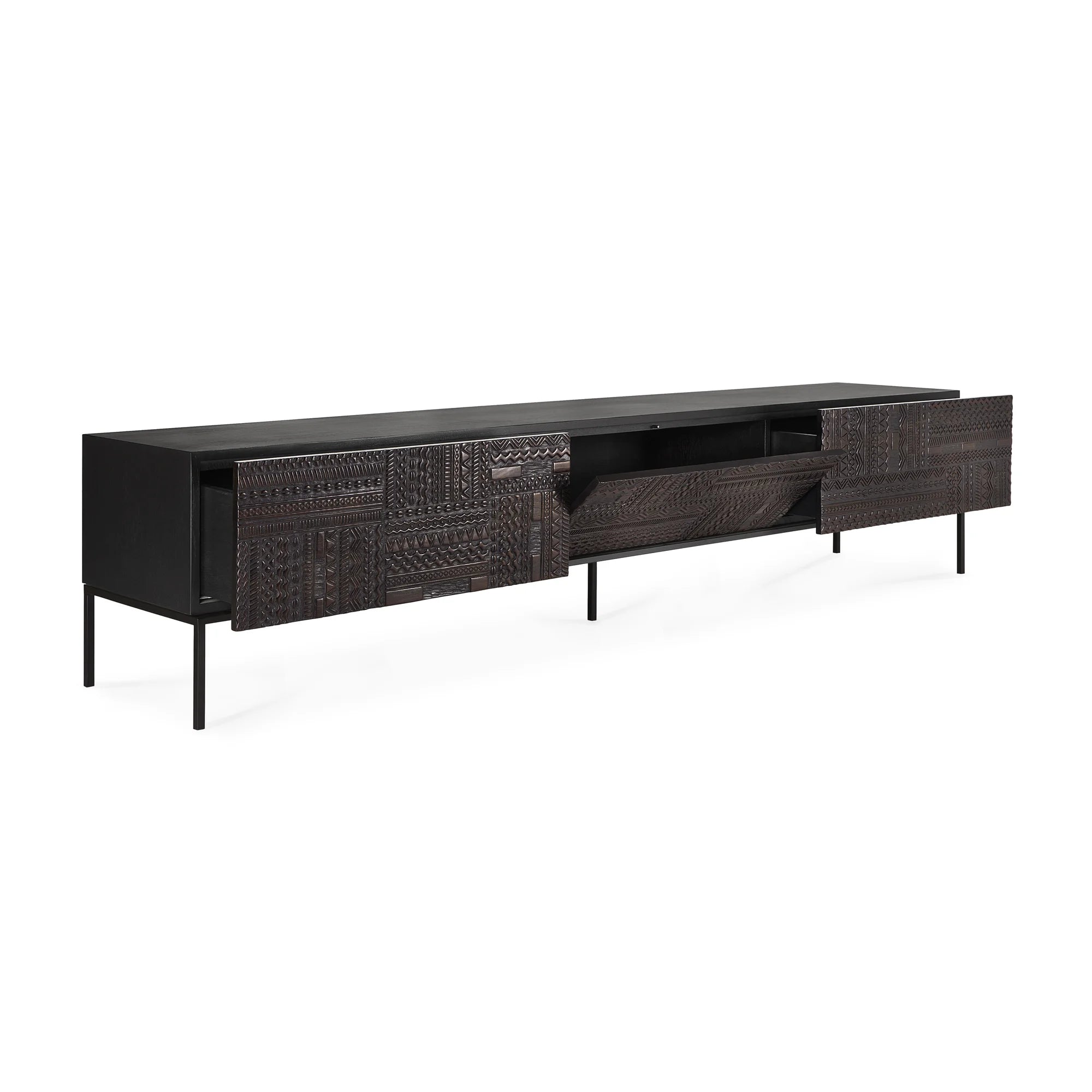 Tabwa 12195 TV Unit - Teak Off Black-3