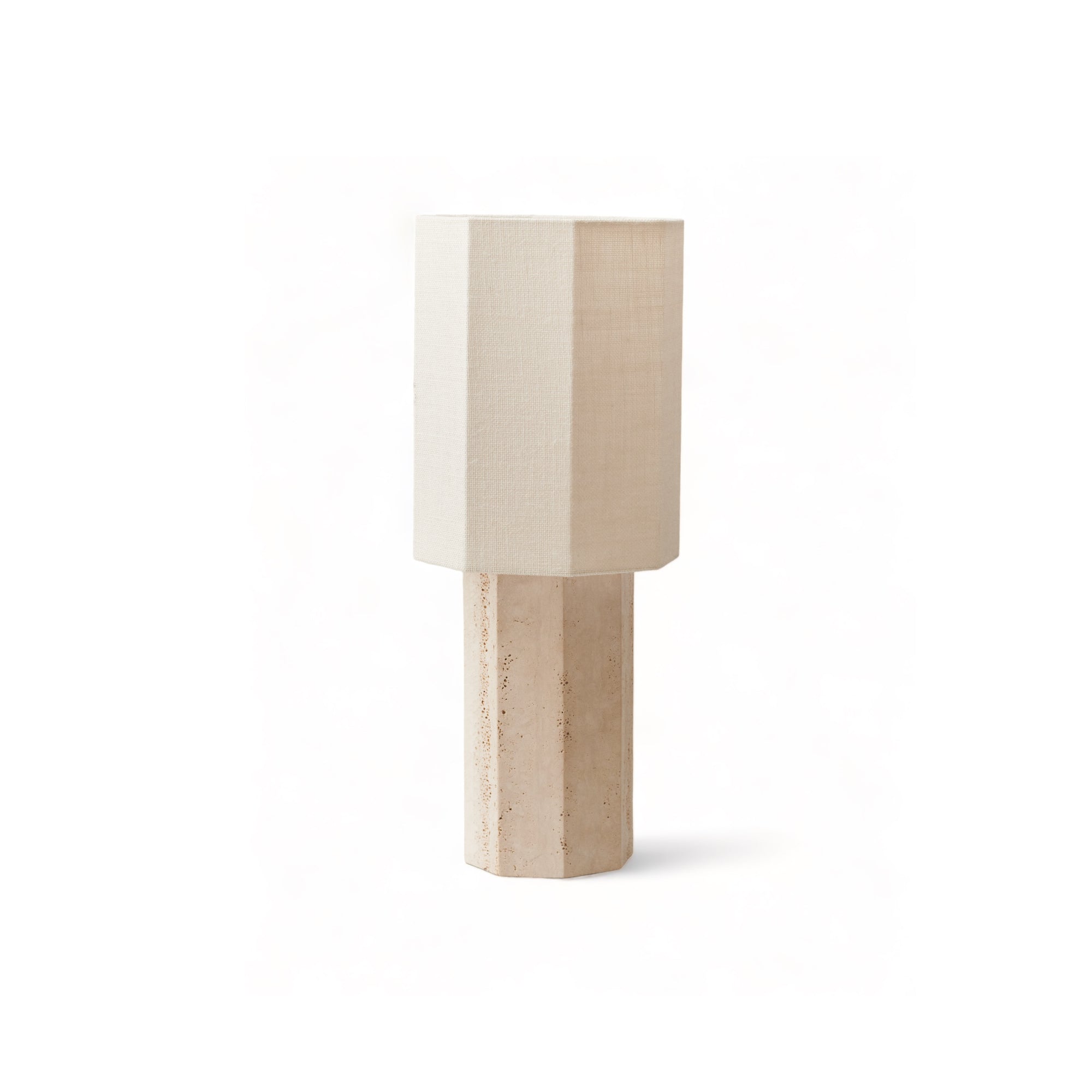 Eight Over Eight Large Table Lamp - Travertine Marble/Jute White-1
