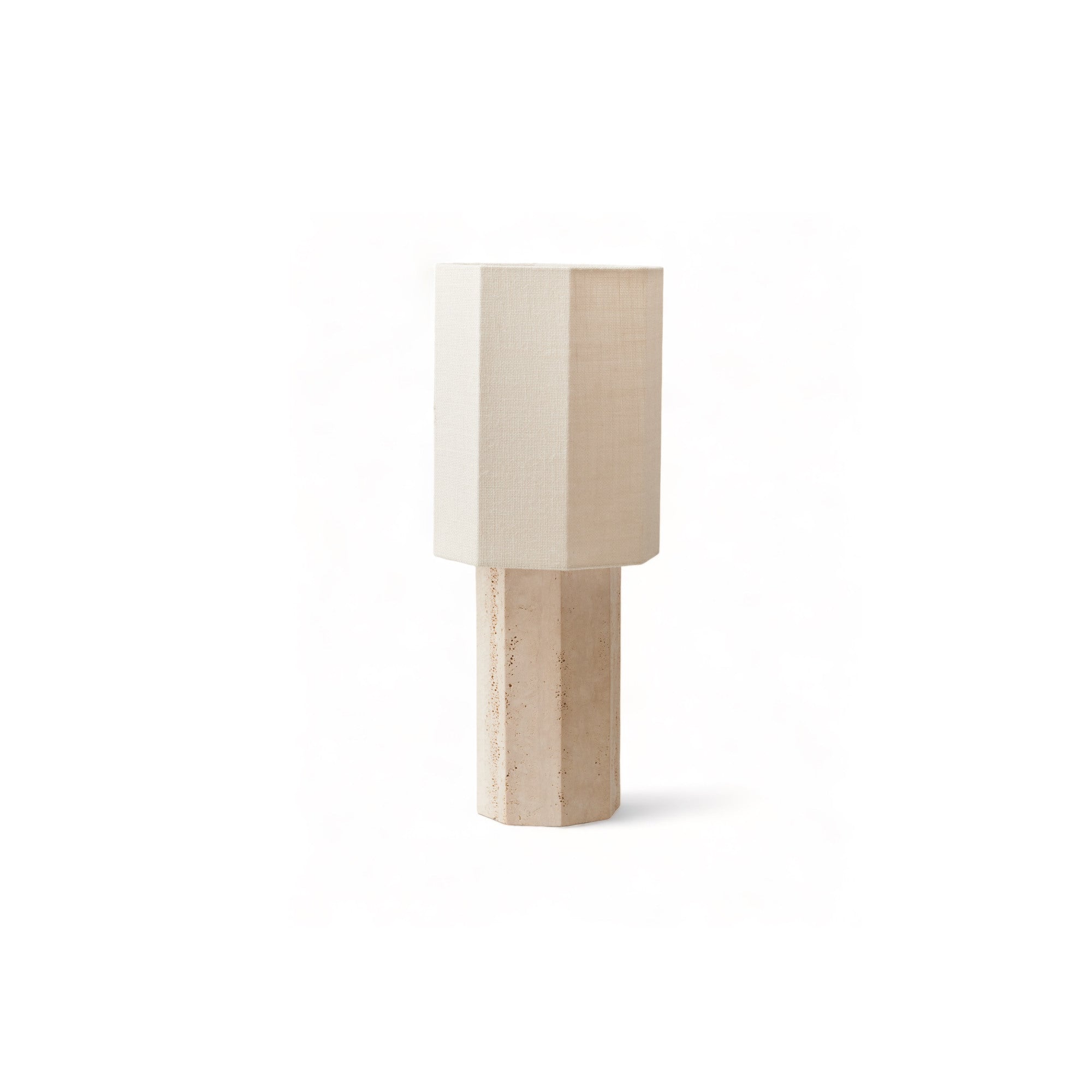 Eight Over Eight Small Table Lamp - Travertine Marble/Jute White-1