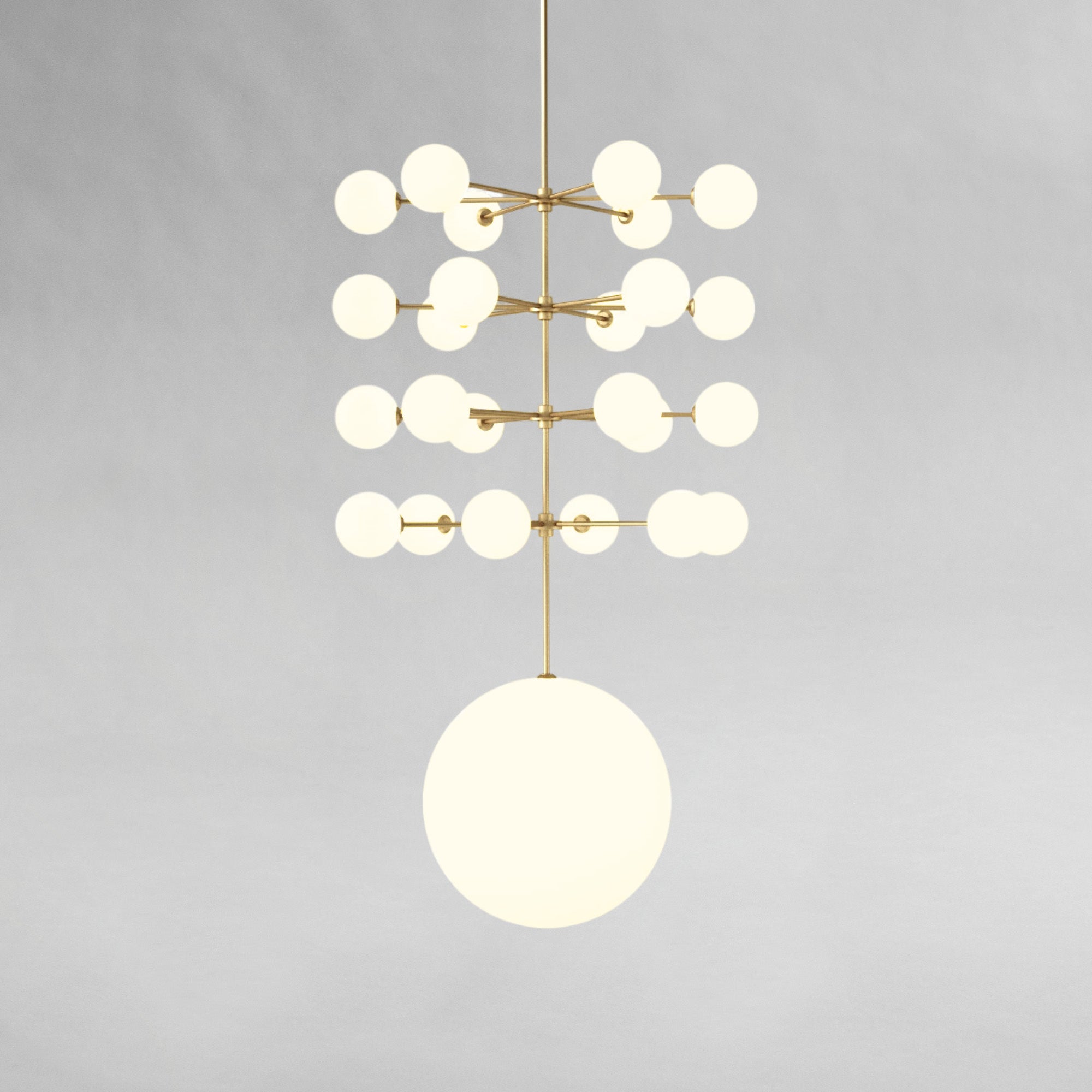 Epic Three 4 Row Globe Pendant Lamp - Brass