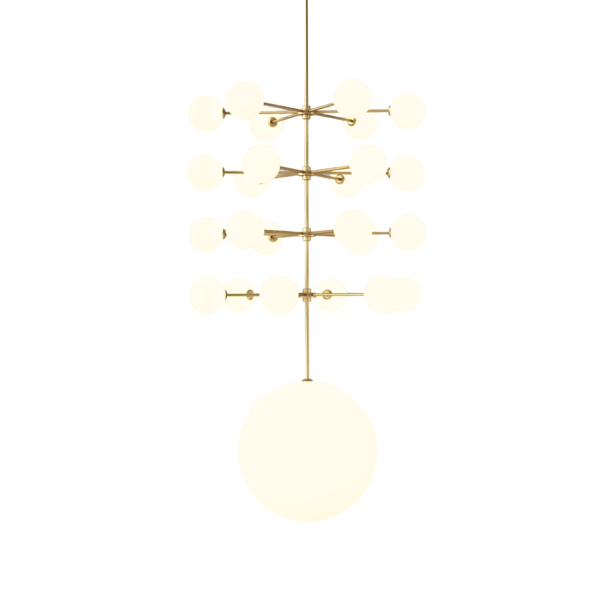 Epic Three 4 Row Globe Pendant Lamp - Brass