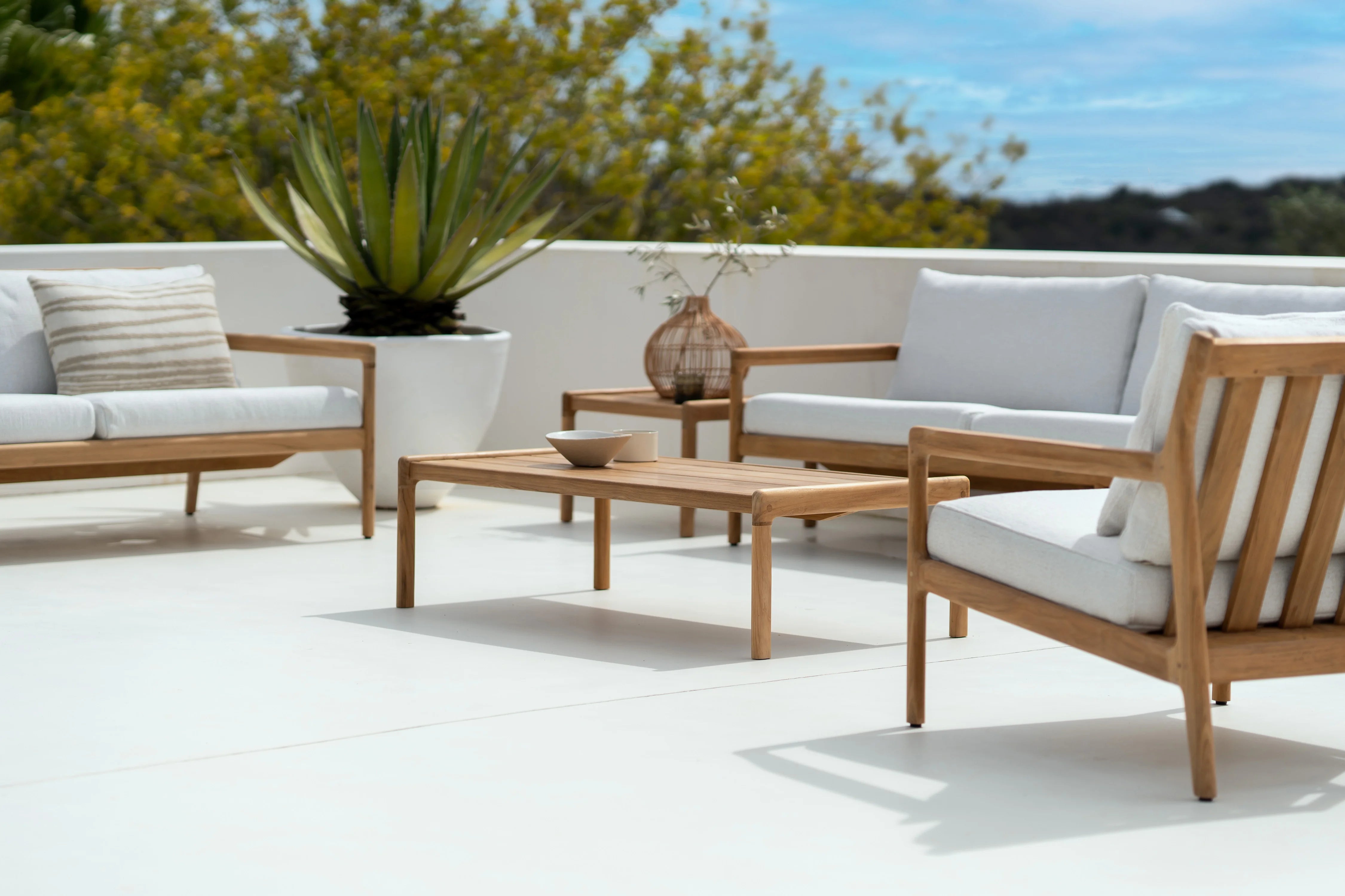 Jack 10250 Outdoor Lounge Chair - Teak/Fabric (Off White)-8