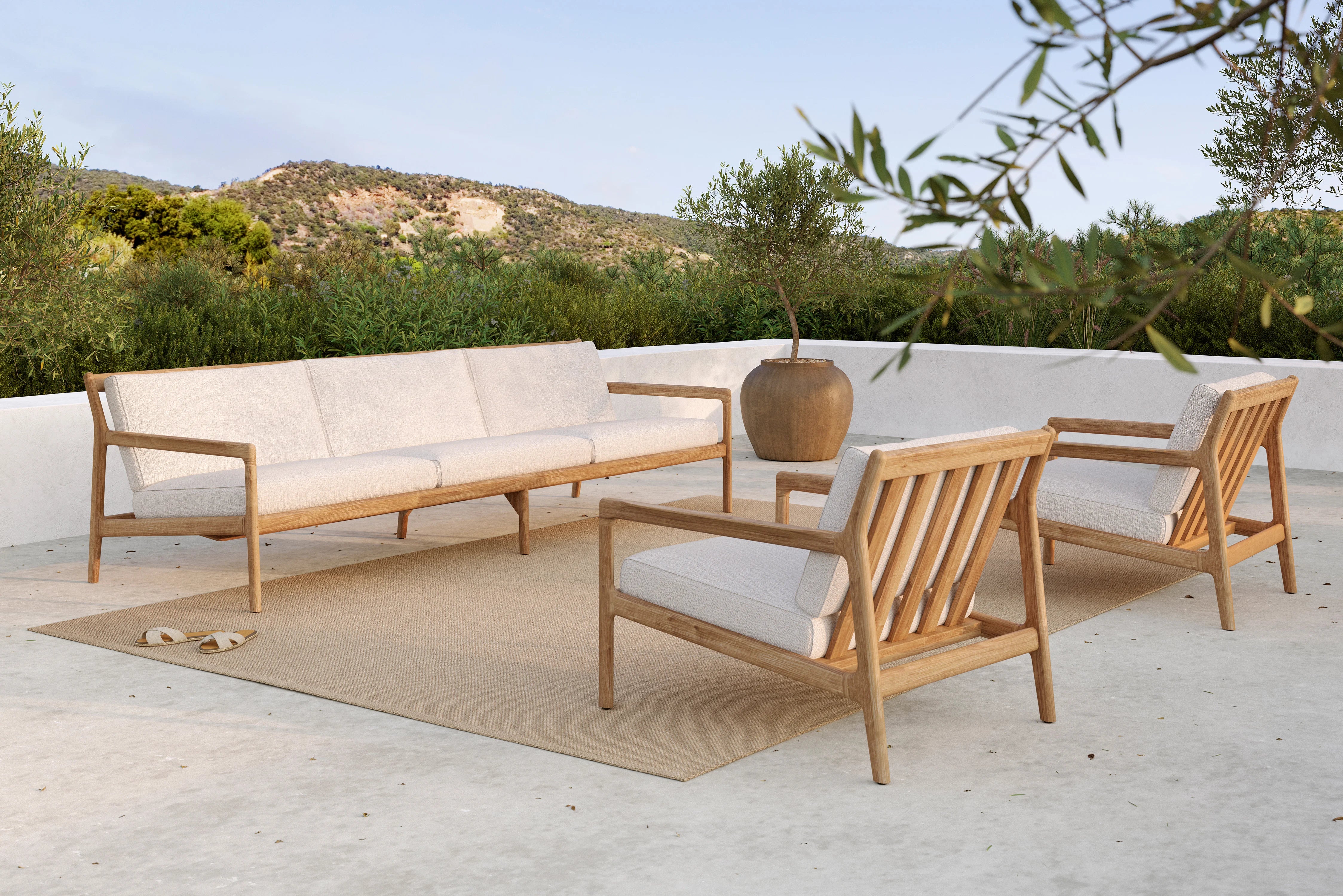 Jack 10250 Outdoor Lounge Chair - Teak/Fabric (Off White)-9