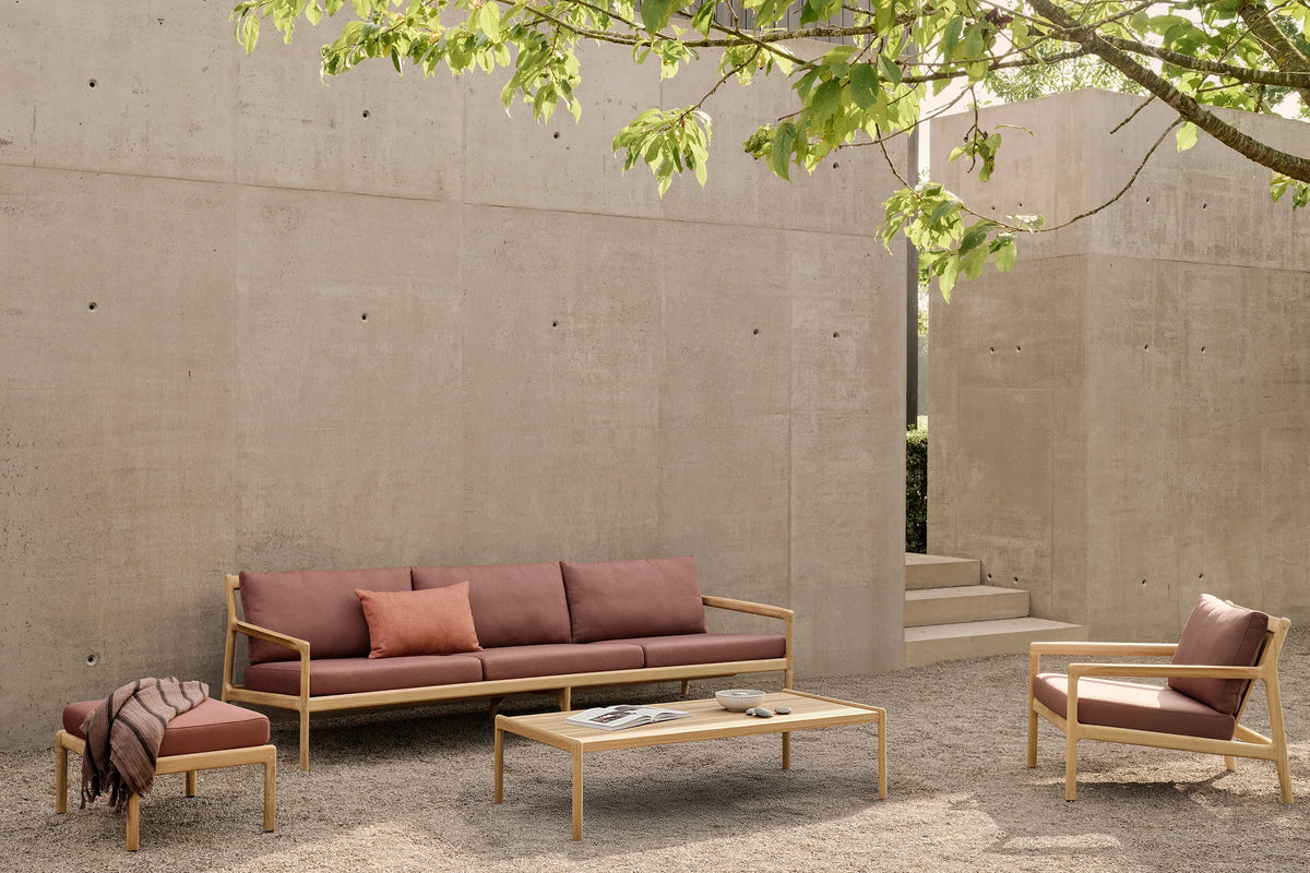 Jack 10438 Outdoor Sofa - Teak/Fabric (Burgundy)-2