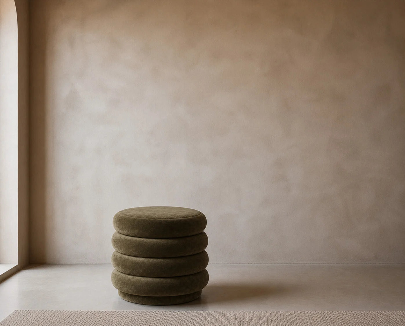 Round Pouf - Fabric (Faded Velvet)-2
