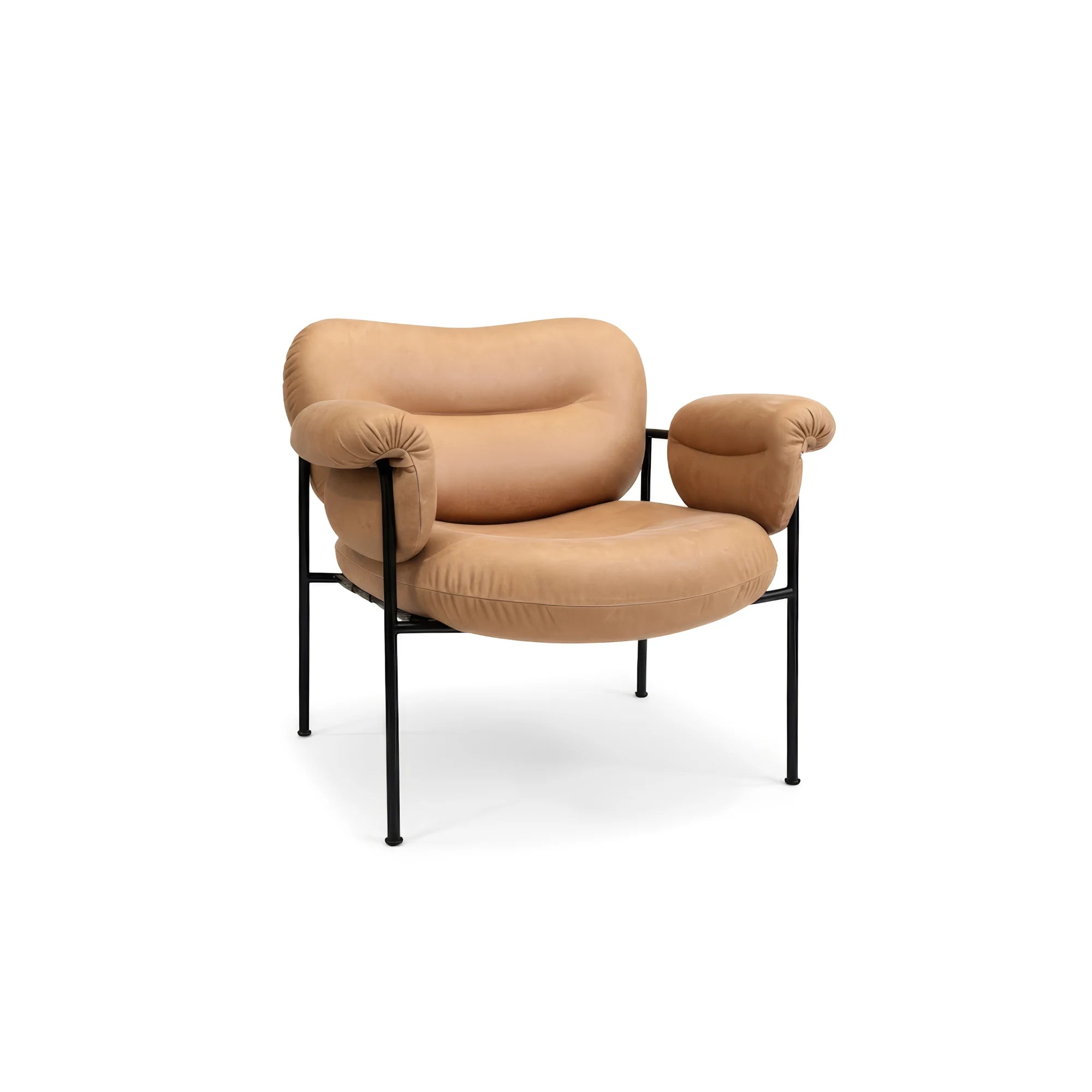 Bollo Lounge Chair - Matte Black/Leather Vintage 2 (Cognac)