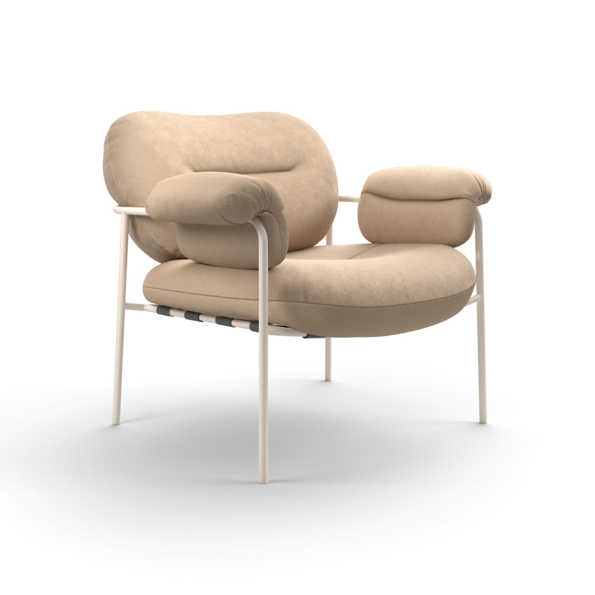 Bollo Lounge Chair -  Pearl White Ral 1013/Velvet D (Ritz 0216)-1