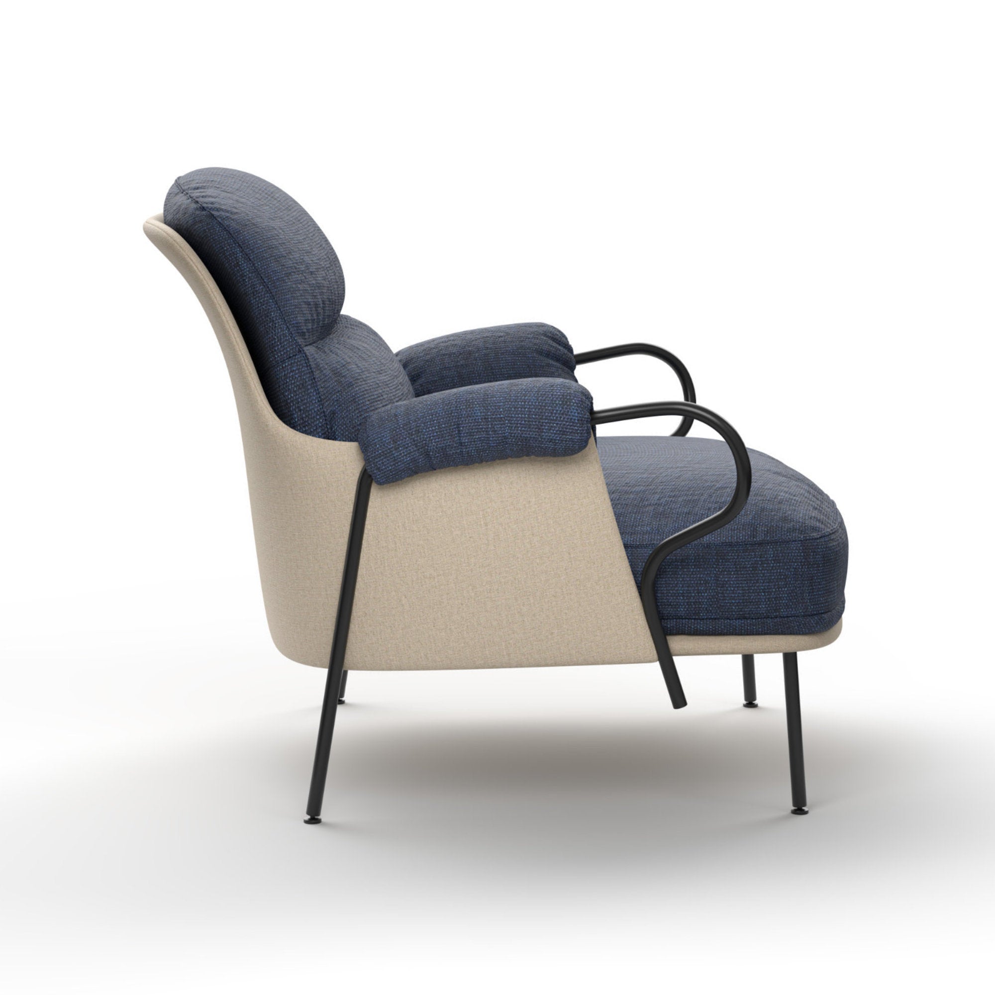 Lyra Lounge Chair With Ottoman - RAL 9005/Fabric A (Lido 12 Ocean)-4