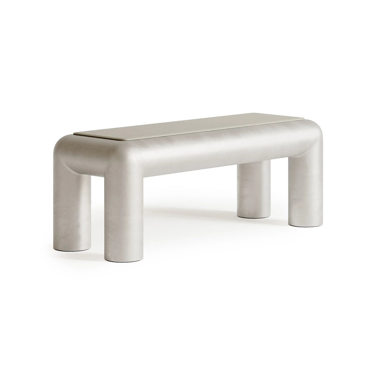 Cubio 120 Bench - Raw Aluminium/Leather (Sevilla Light Grey)