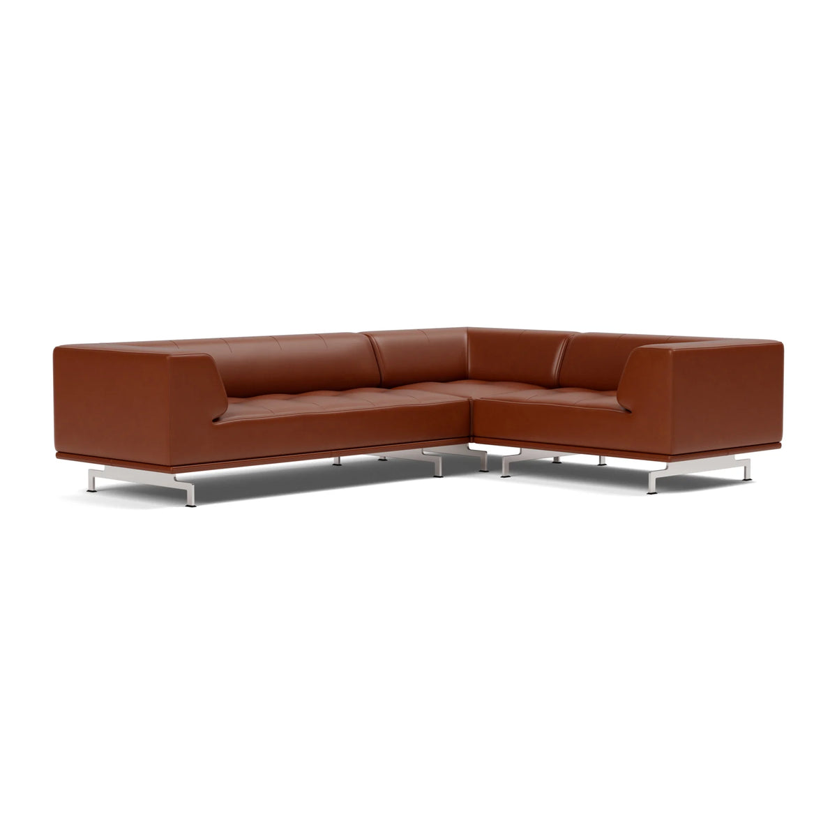 Delphi 450D Sofa - Brushed Aluminum/Leather 4 (Cera 905 Russet Brown)