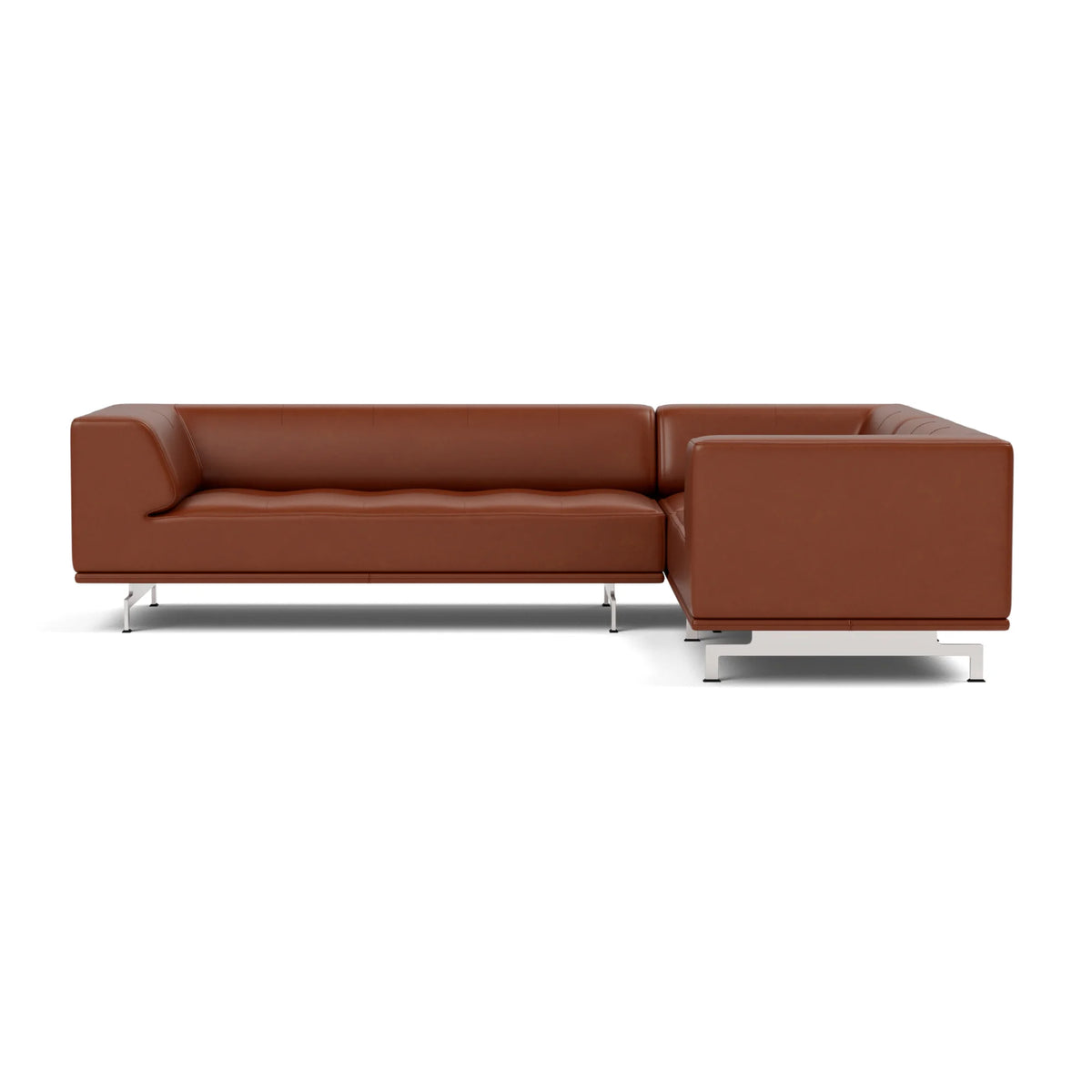 Delphi 450D Sofa - Brushed Aluminum/Leather 4 (Cera 905 Russet Brown)