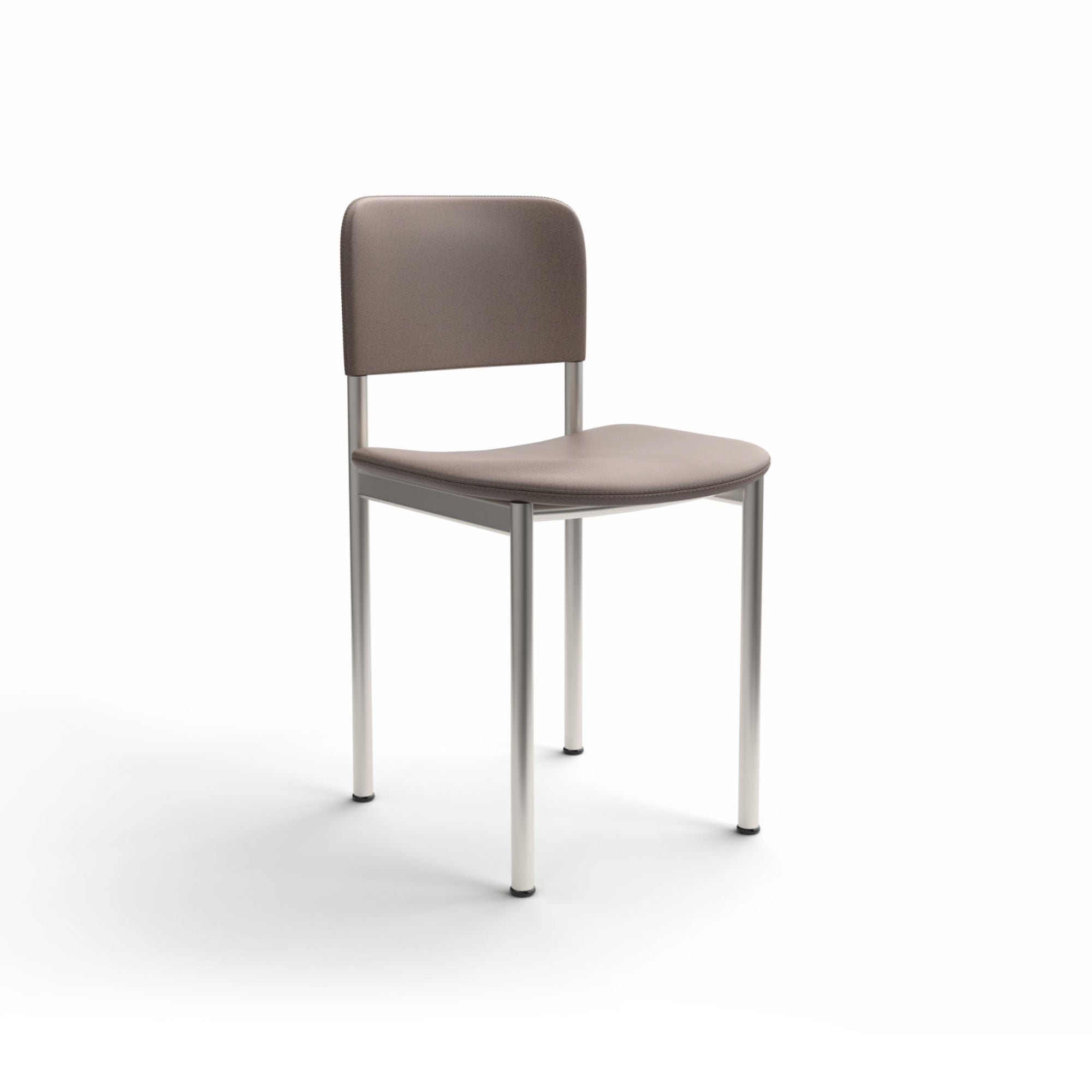 Plan 3414 Dining Chair - Brushed Steel/Leather 4 (Nubuck 502 Warm Grey)-1