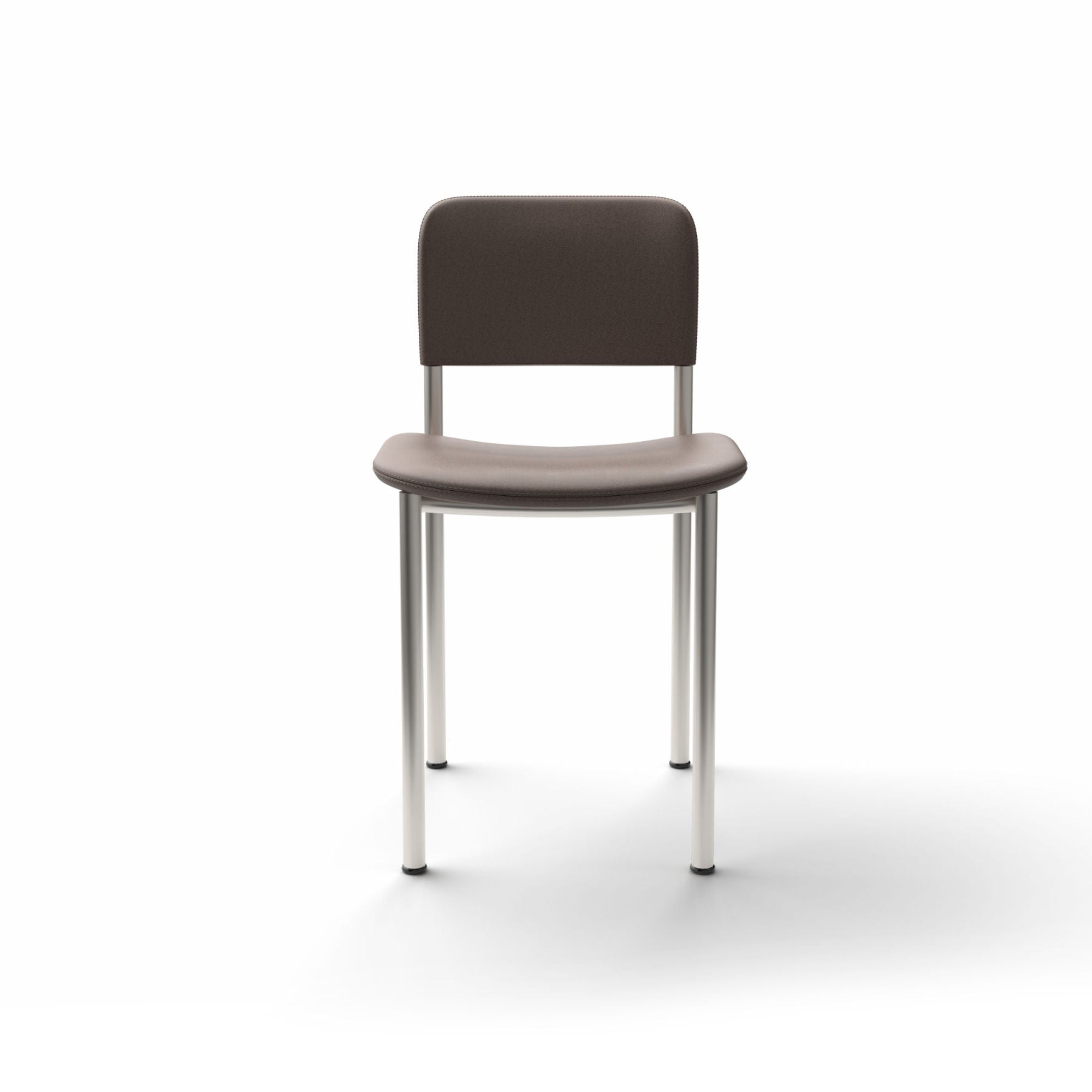 Plan 3414 Dining Chair - Brushed Steel/Leather 4 (Nubuck 502 Warm Grey)-2