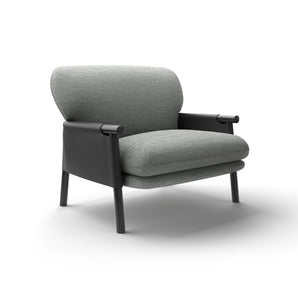 Savannah 8801 Lounge Chair - Black Lacquered/Leather 2 (Trace 8175)/Fabric 2 (Hallingdal 65 - 110)