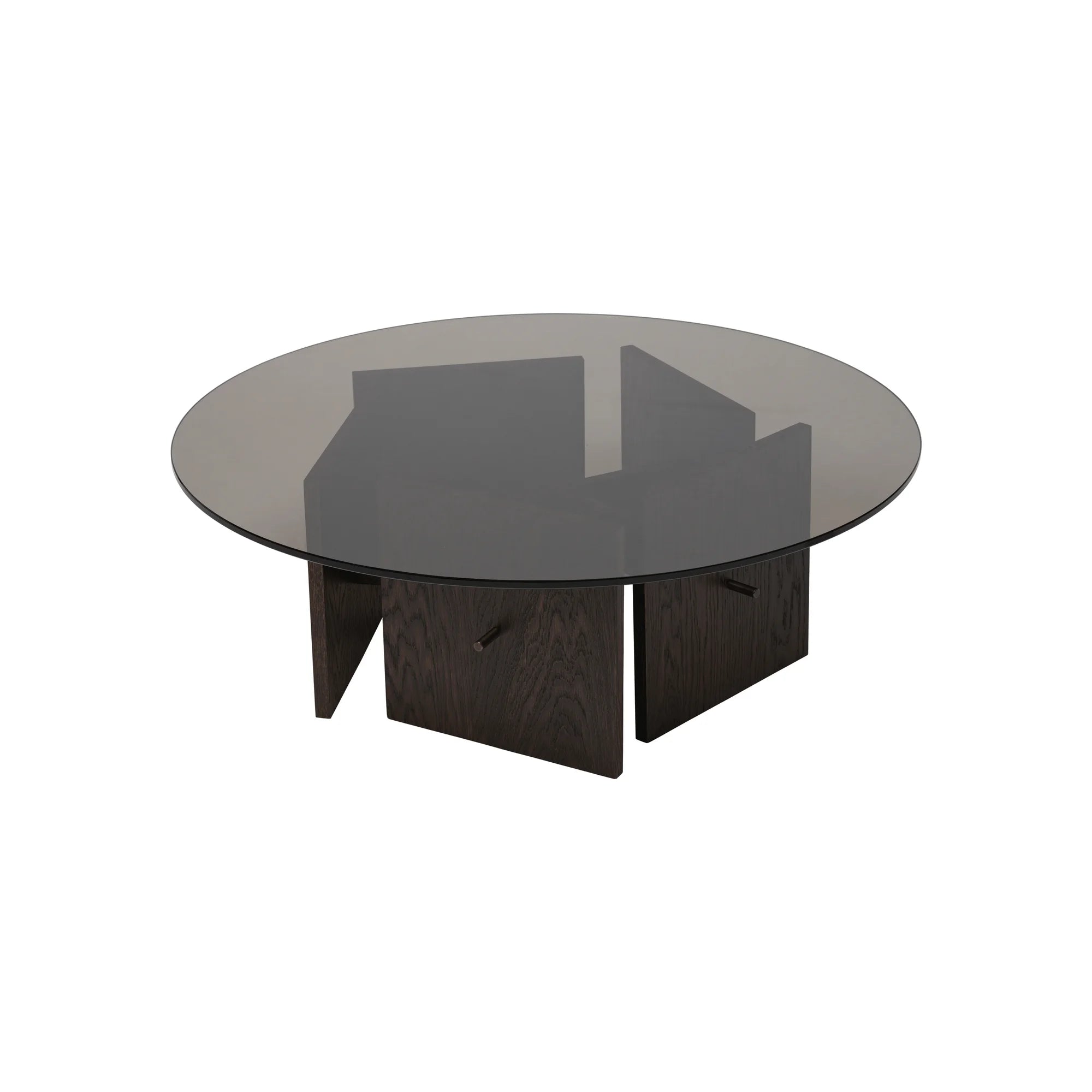Aukko 90 Coffee Table - Dark Stained Oak/Tinted Glass-3