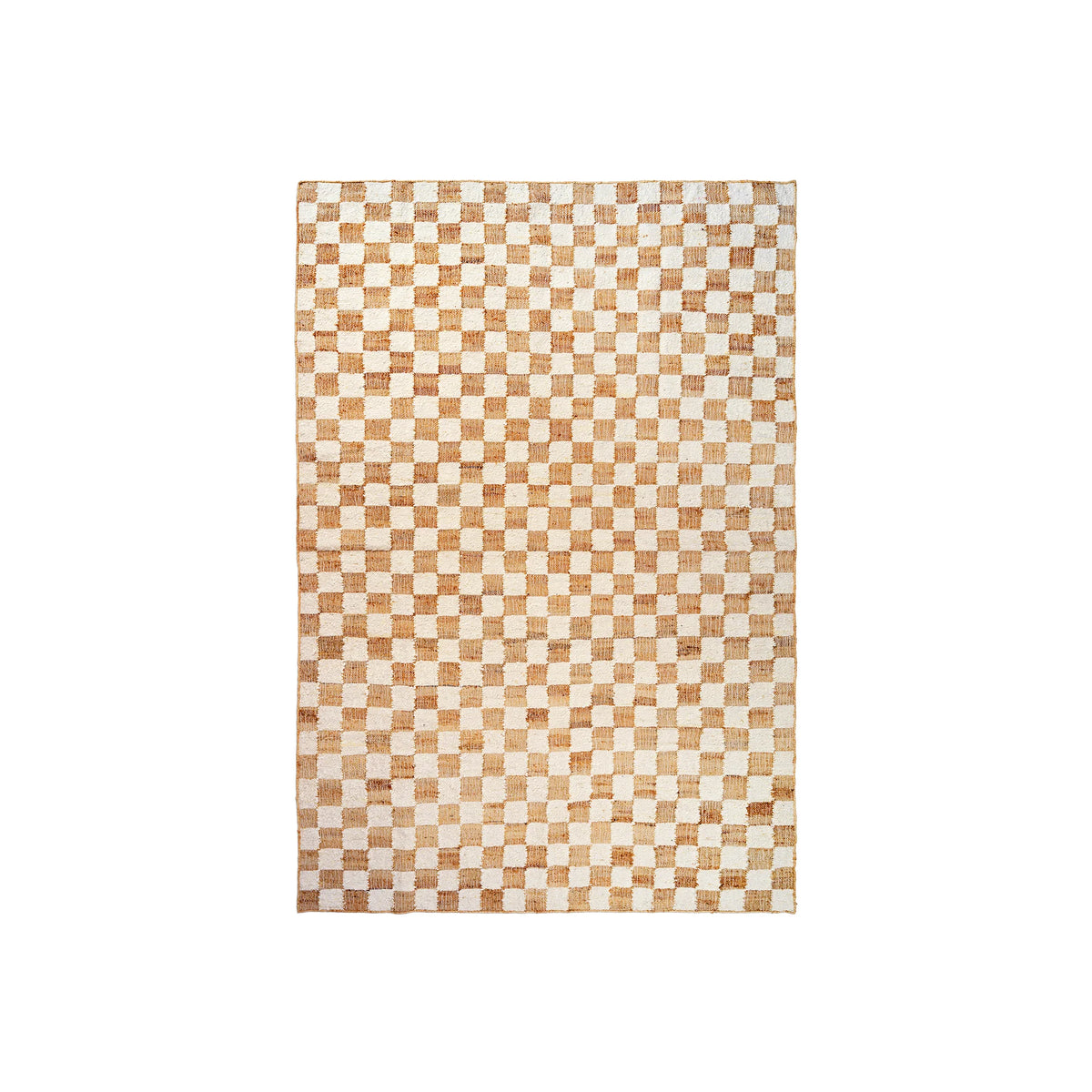 Check Wool Jute Rug - Off-White/Natural - 200 x 300-1