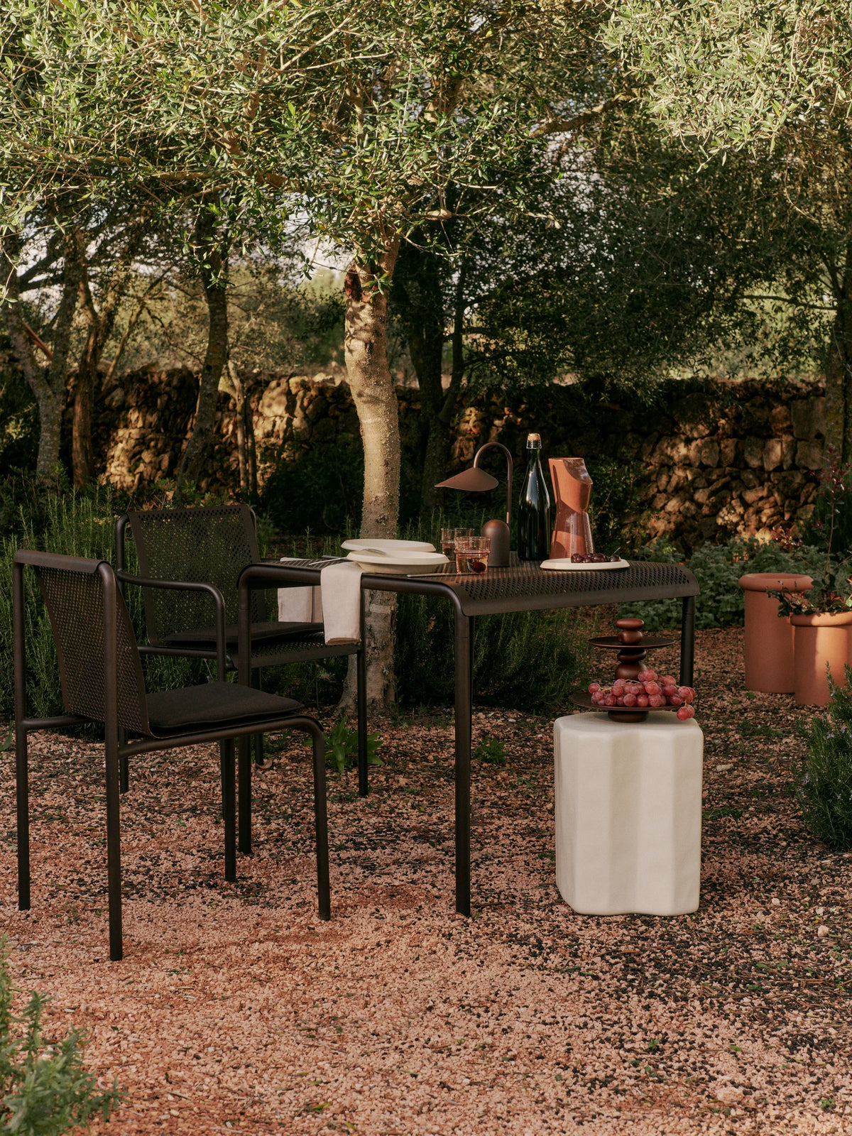 Dapple with Arms Outdoor Dining Chair - Dark Chocolate-2