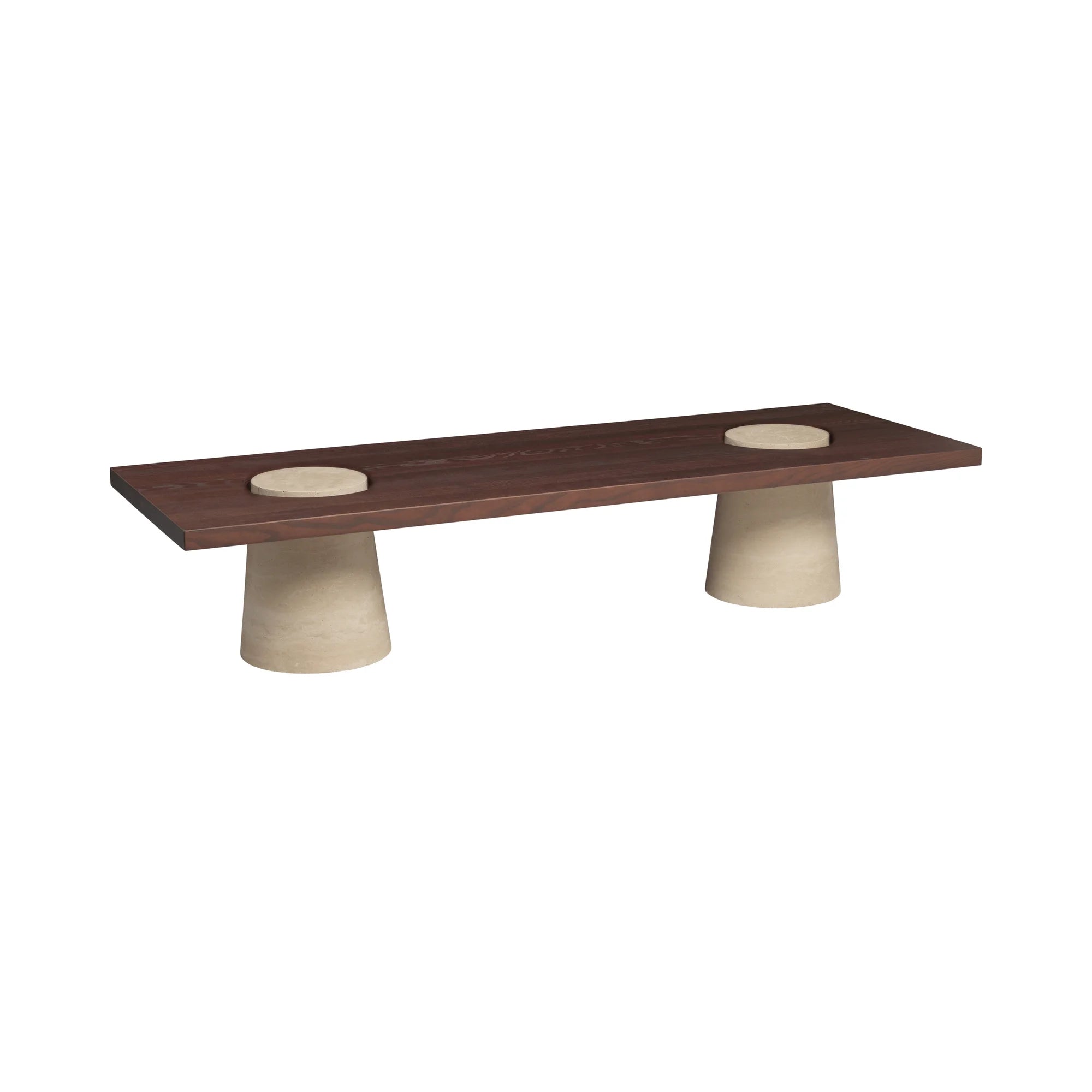 Grova 155 Coffee Table - Travertine/Ash Wood-1