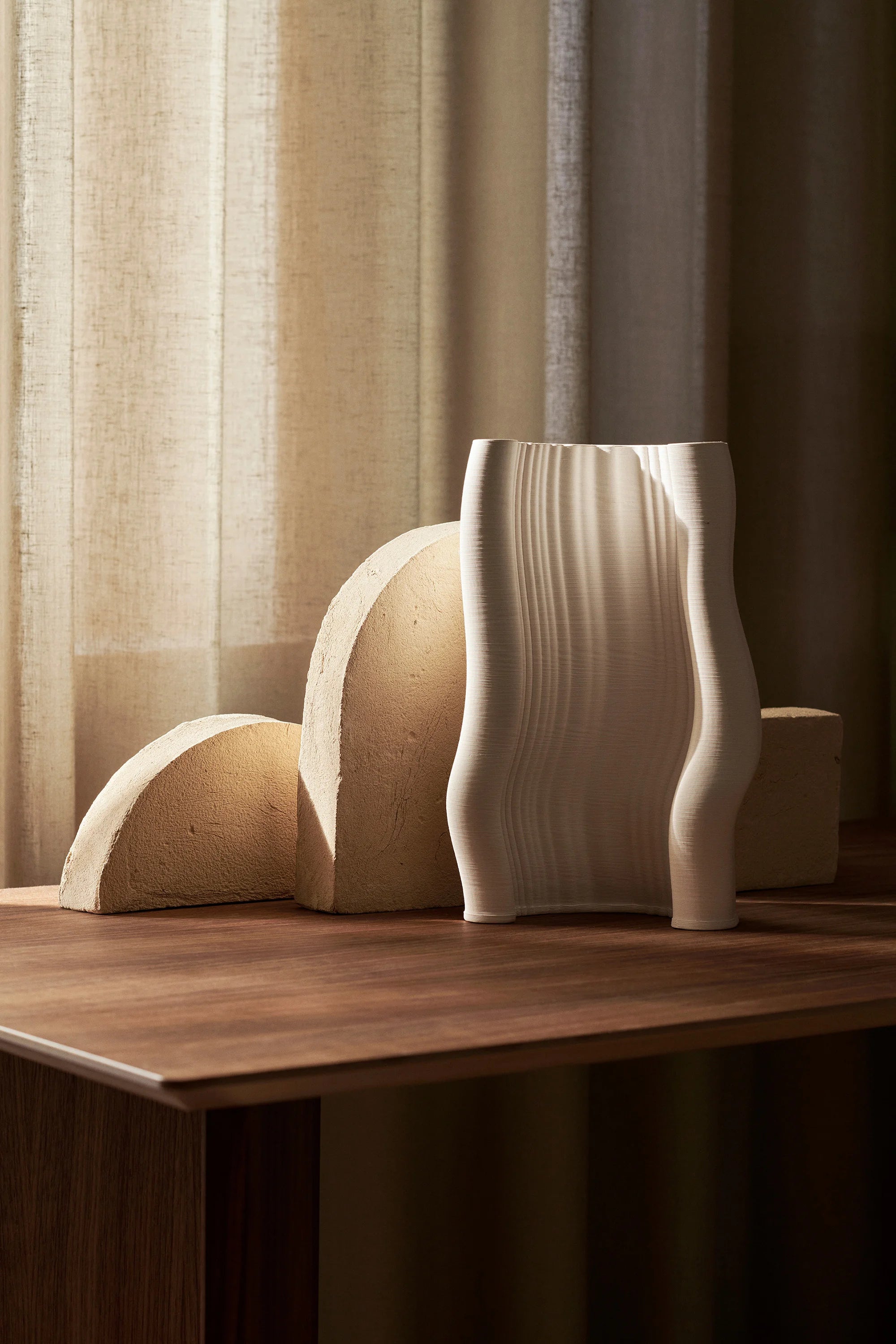 Moire Vase - H30/Off White-2
