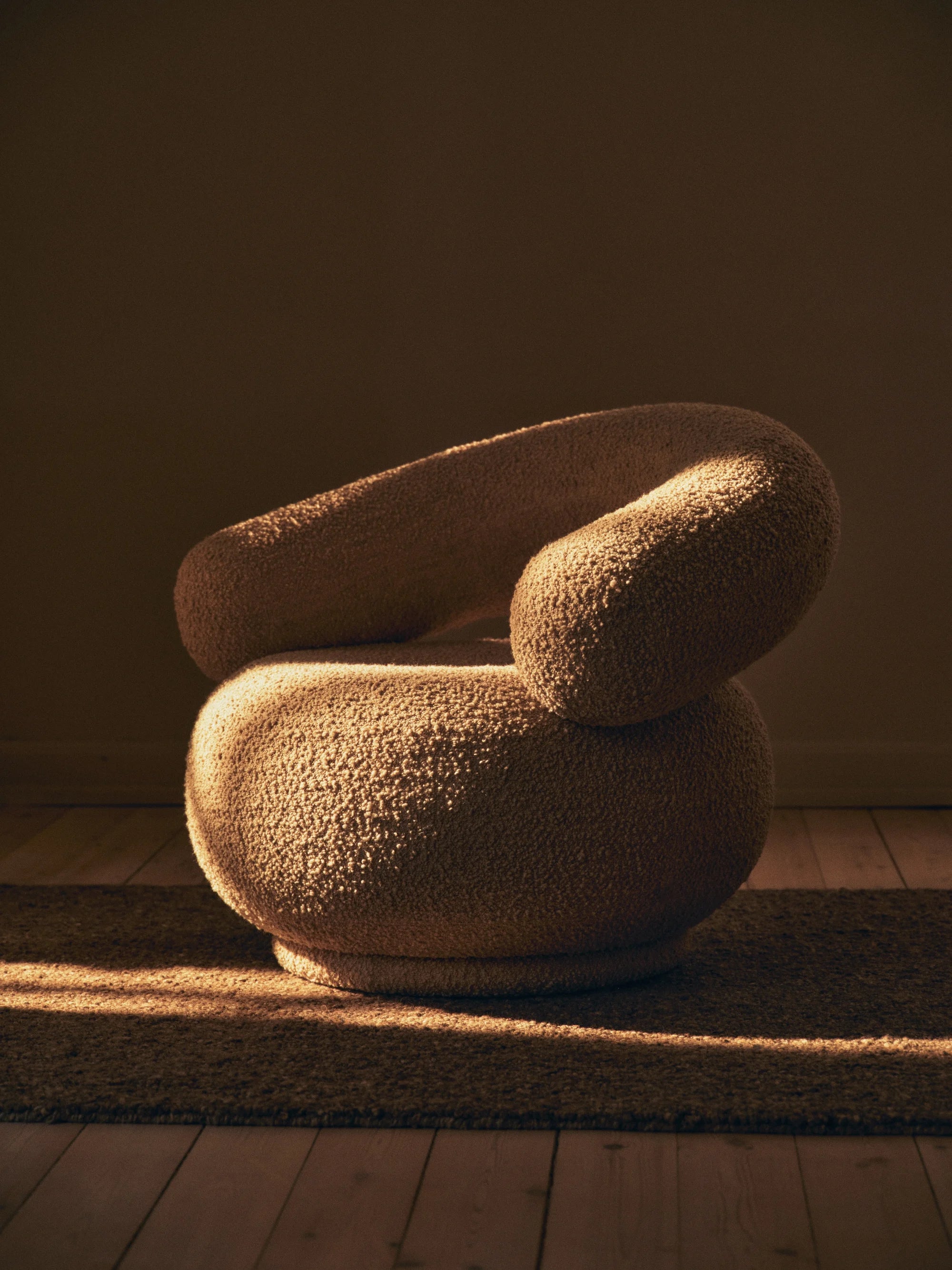 Orbo Lounge Chair - Fabric 3 (Raw Boucle Tan)