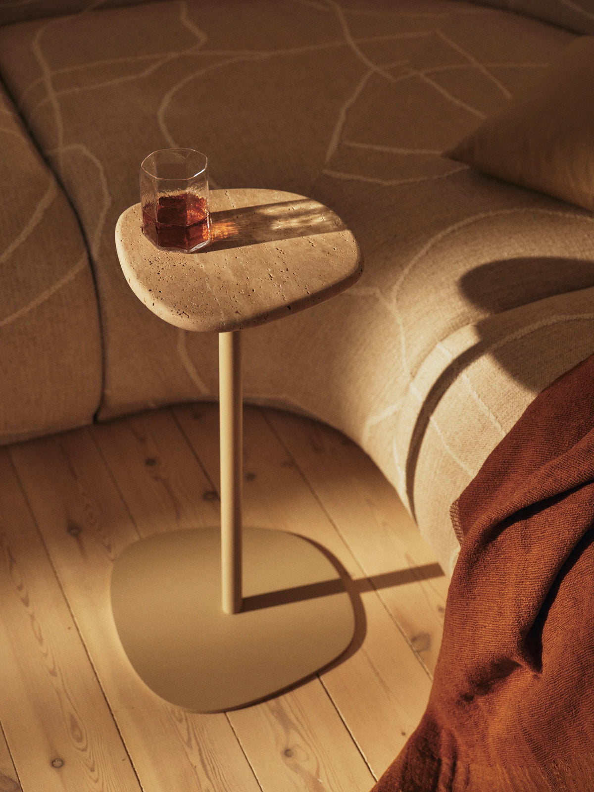 Plyo Accent Side Table - Light Cashmere/Travertine-2