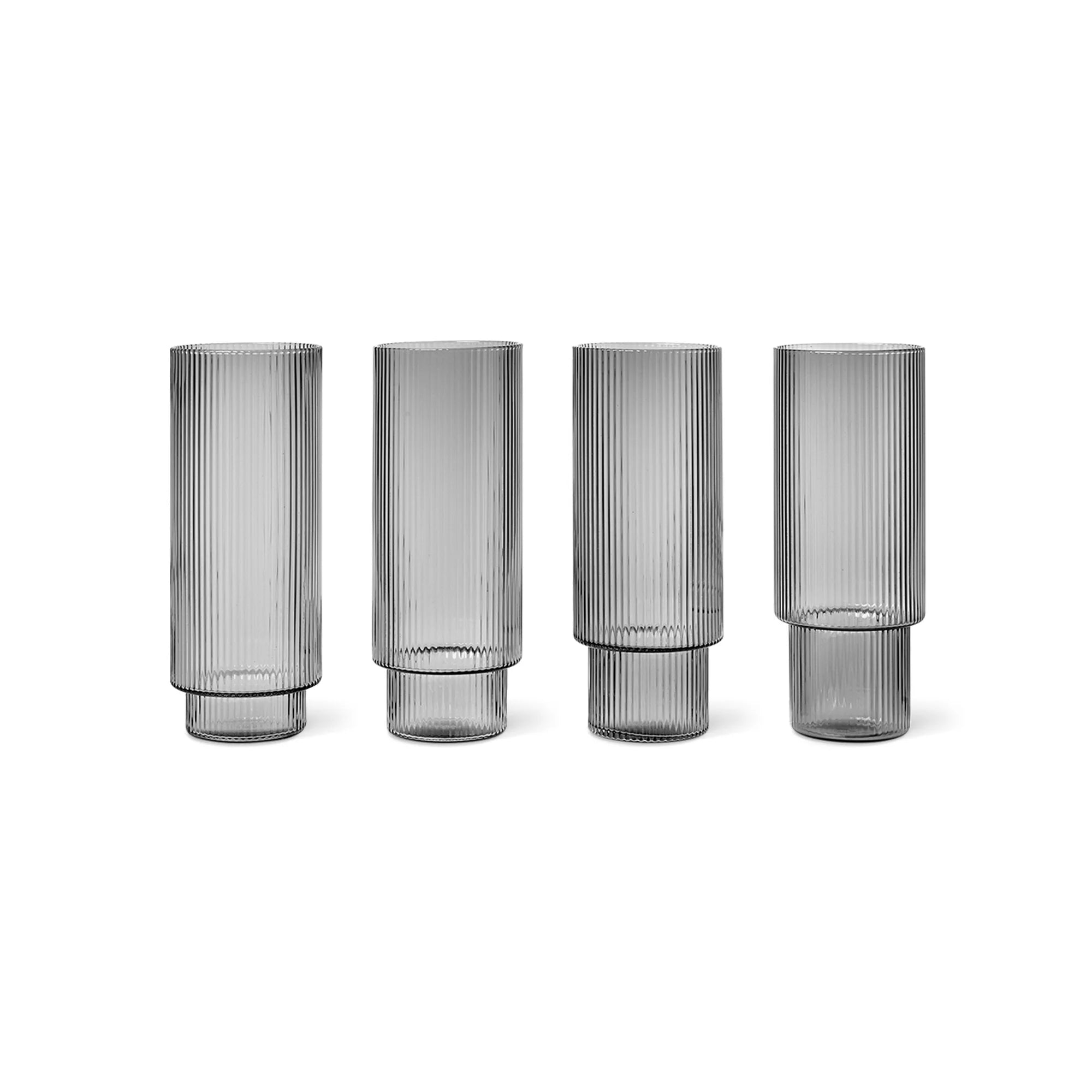 Ripple Long Drink Glass - Smoke Grey (Set of 4)-1
