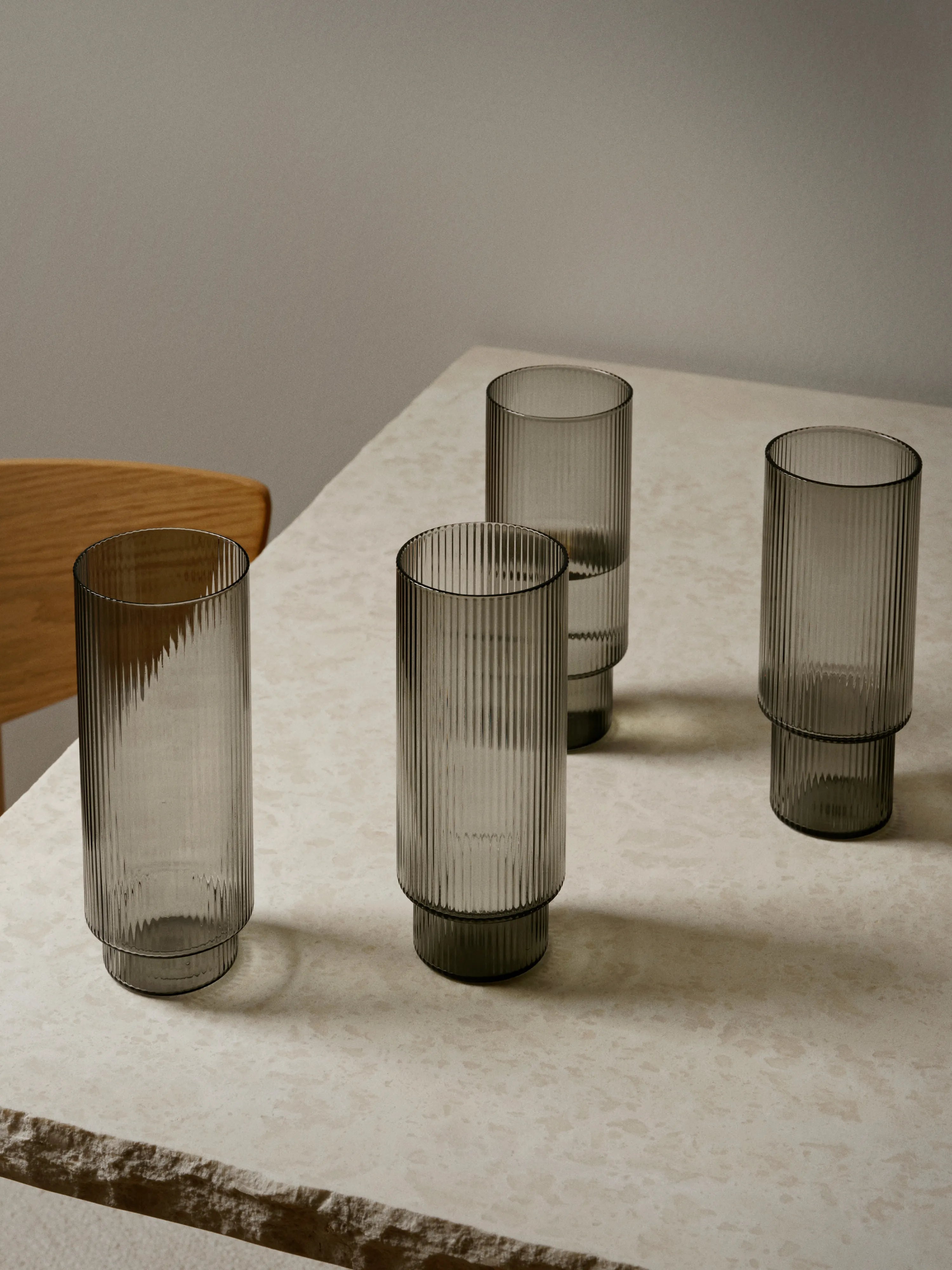 Ripple Long Drink Glass - Smoke Grey (Set of 4)-2
