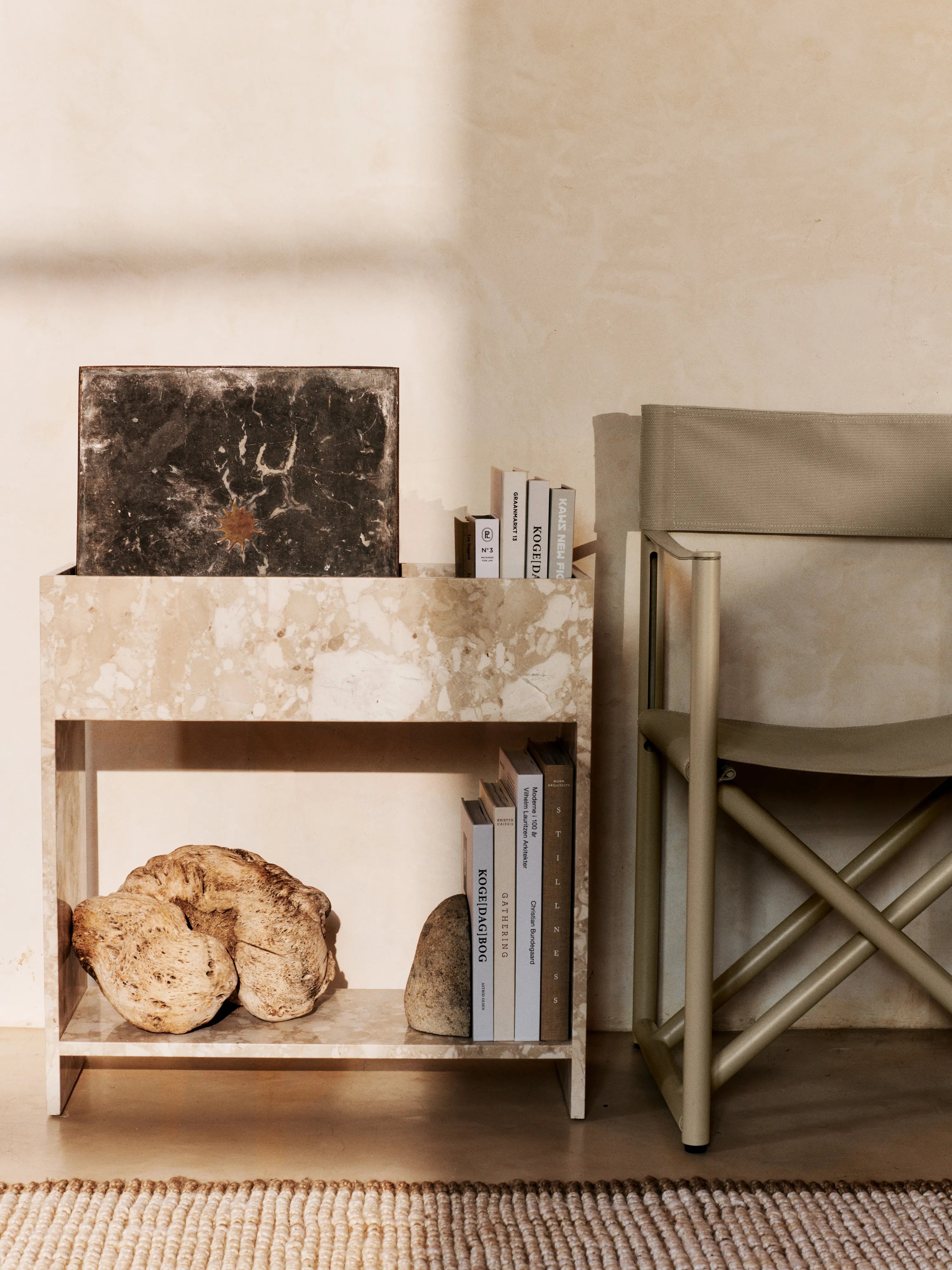 Stone Plant Box with Shelf - Sand-4