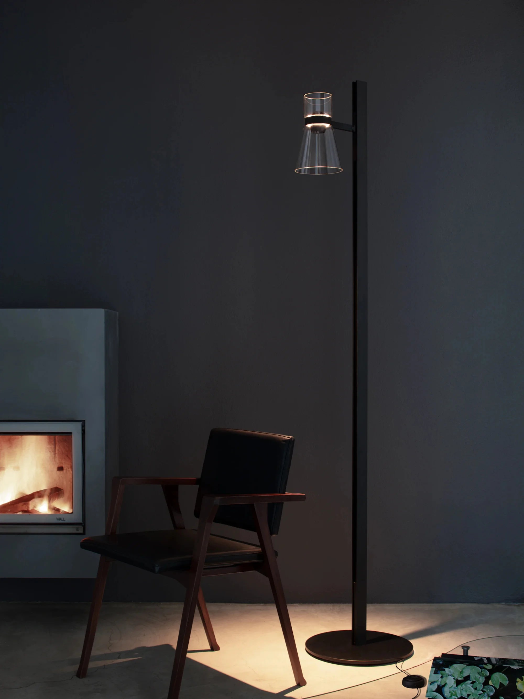 Nocturne 1 Cone Floor Lamp - Black/Glass-3