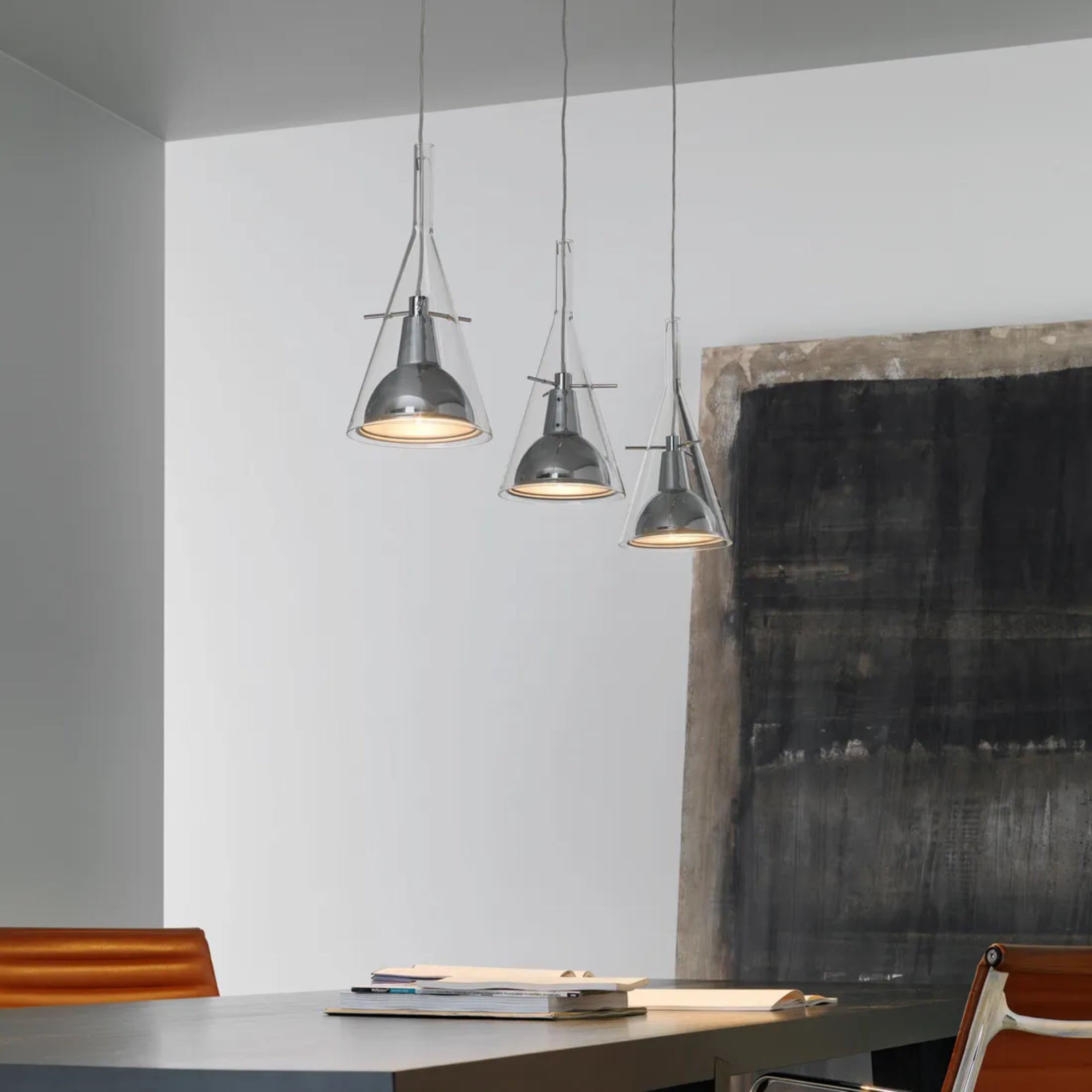 Flute Large Pendant Lamp - Clear/Chrome