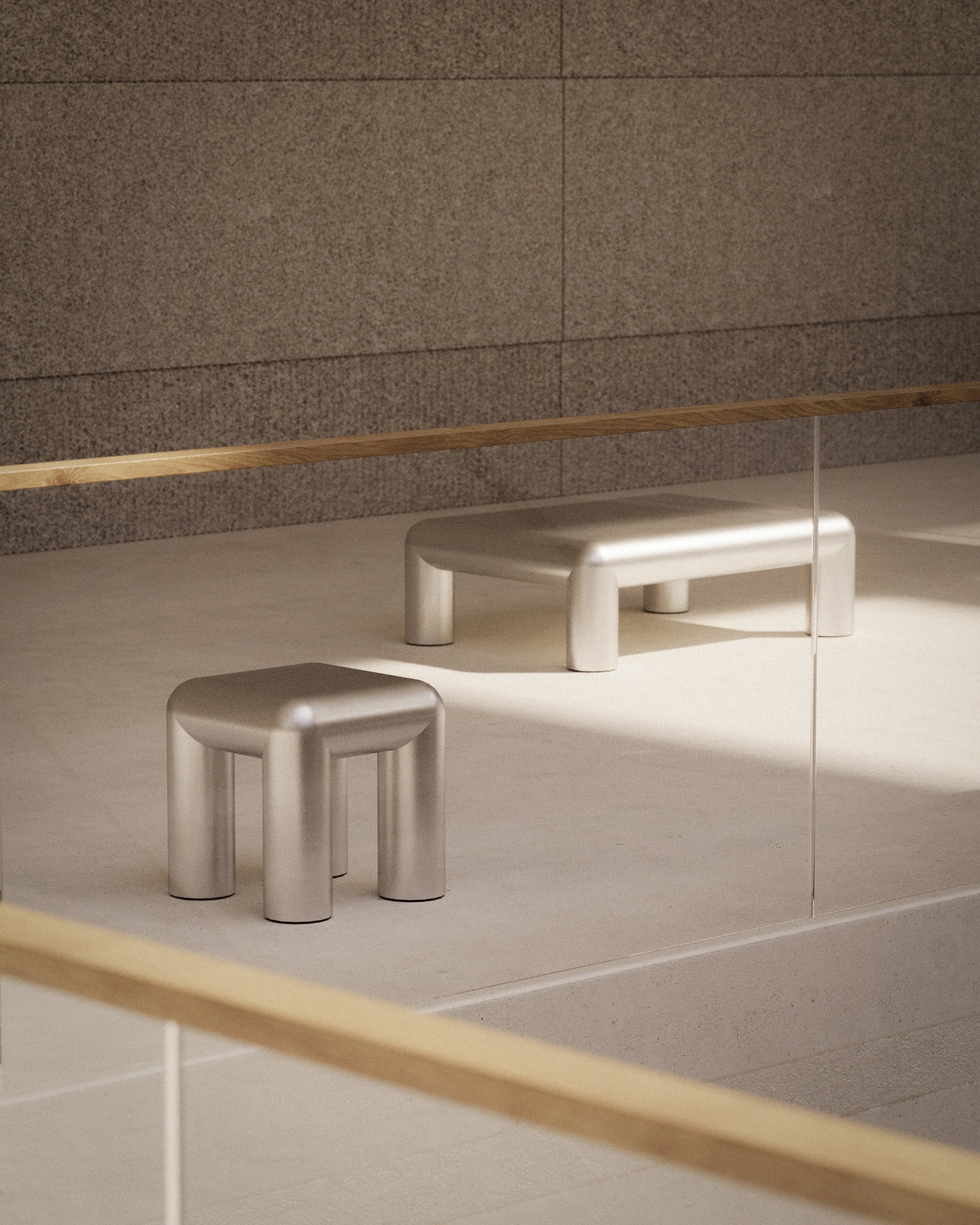 Cubio CT2004 Rectangle Coffee Table - Raw Aluminium-6