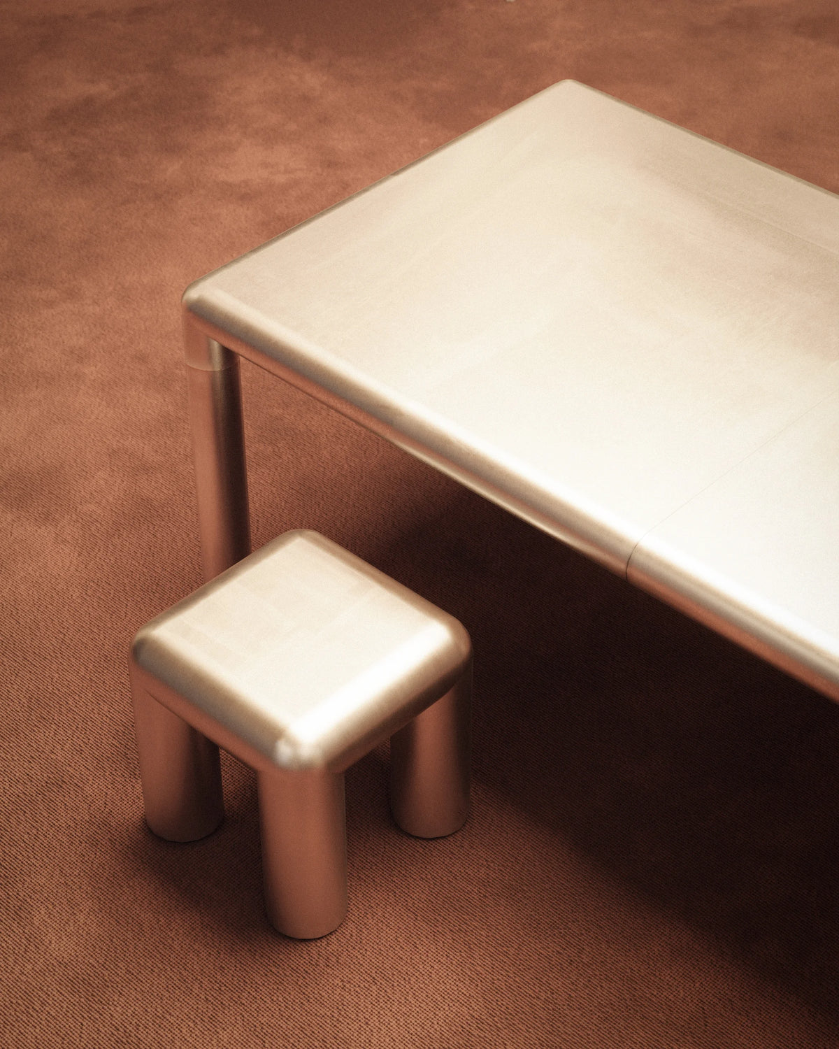 Cubio 210 Dining Table - Raw Aluminium-5