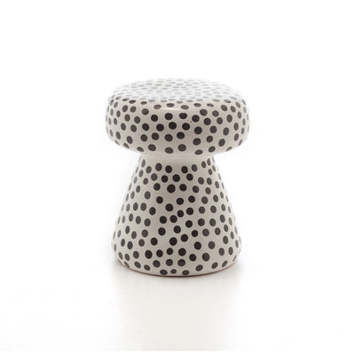 Inout 44 Outdoor Side Table - White Ceramic with Black Dots