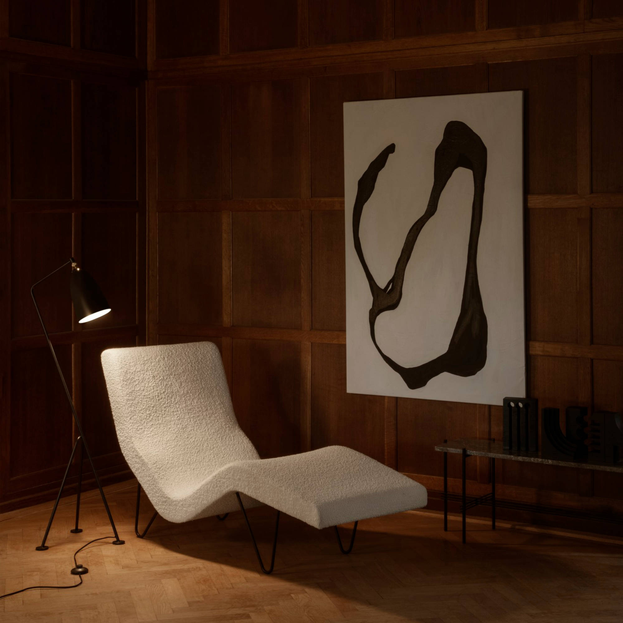 GMG 10617 Chaise Lounge - Black Matt/Fabric D (Karakorum 001 Dedar)