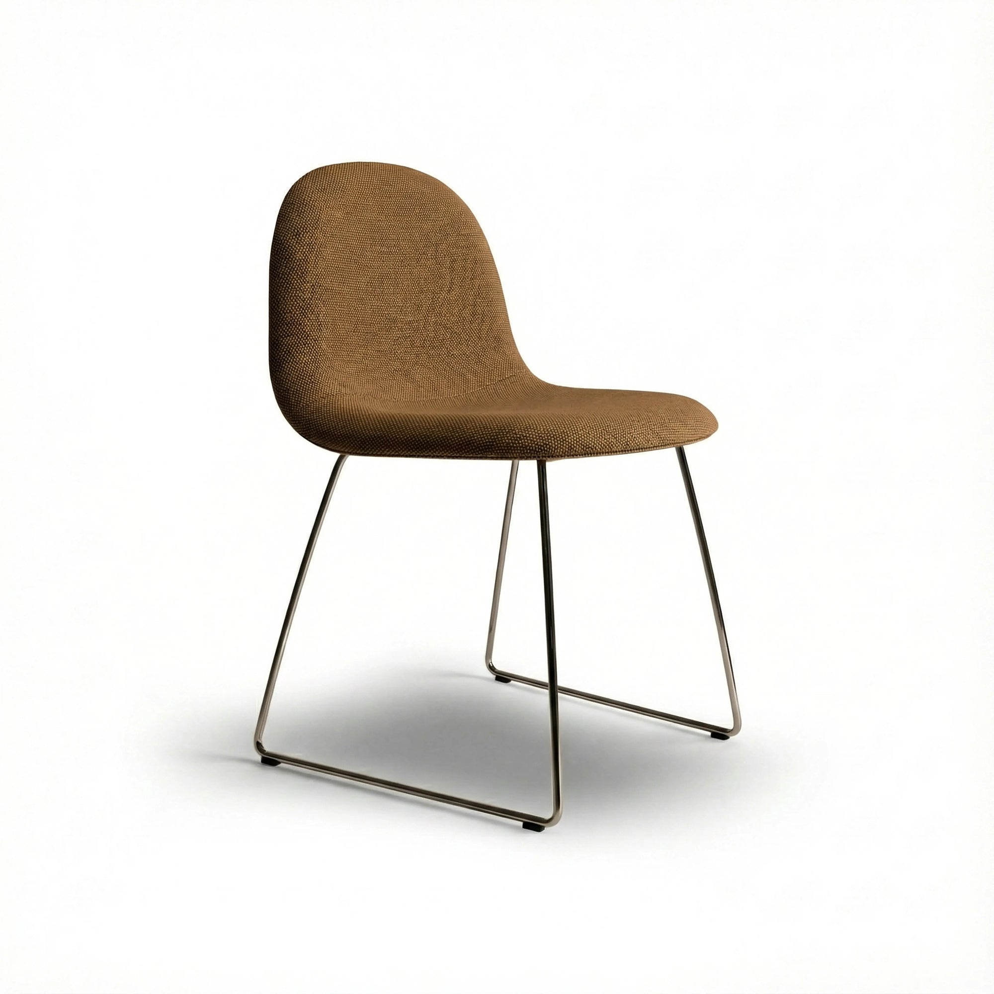 Gubi 3D 61845 Dining Chair - Polished Stainless Steel / Fabric C (Boucle 005)